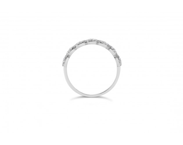 18k white gold half eternity halo and pave set round brilliant diamond wedding ring Photos & images