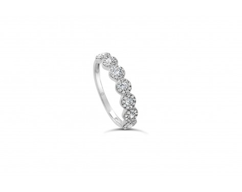 18k white gold half eternity halo and pave set round brilliant diamond wedding ring Photos & images