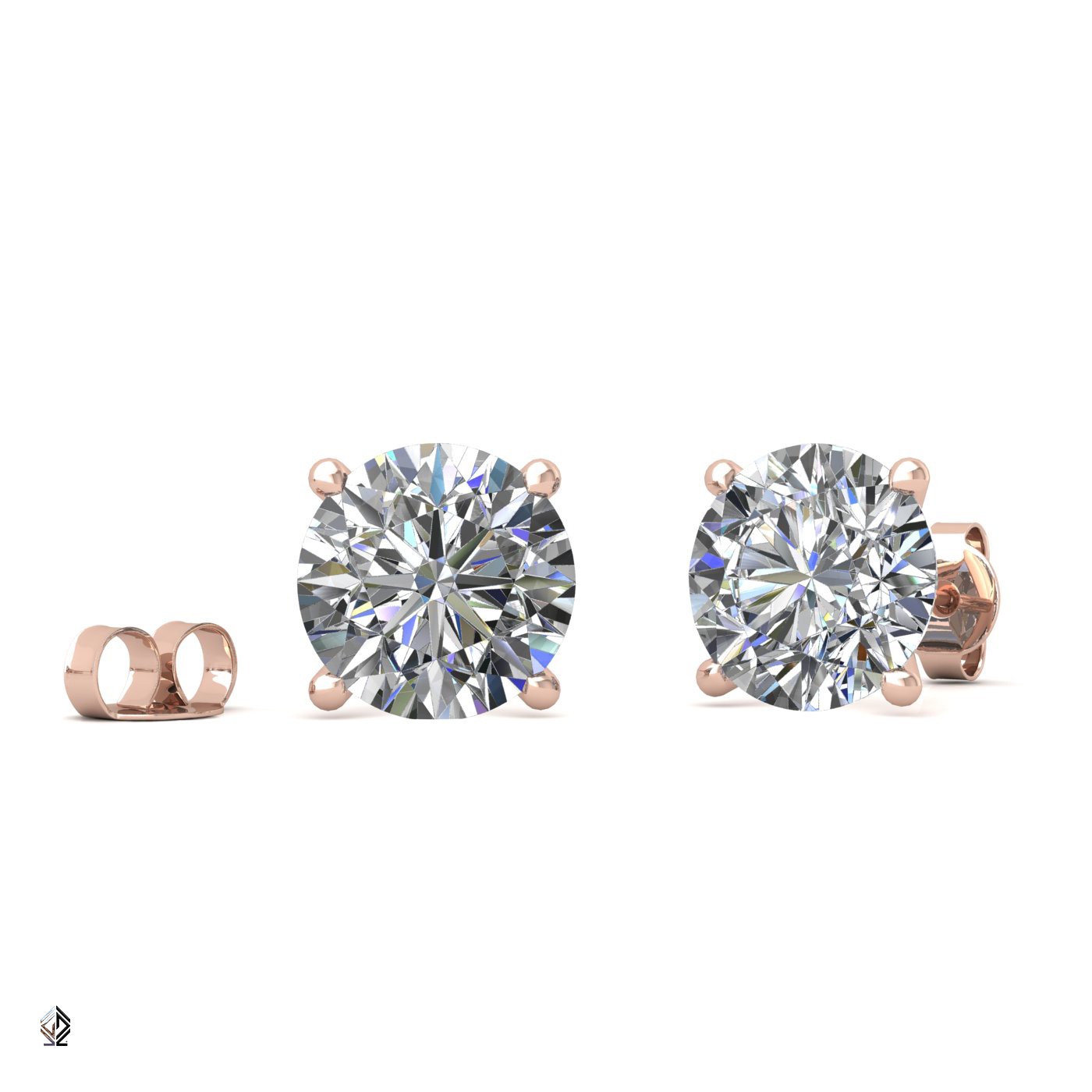 18k white gold 2.5 ct each (5,0 tcw) 4 prongs round cut classic diamond earring studs Photos & images