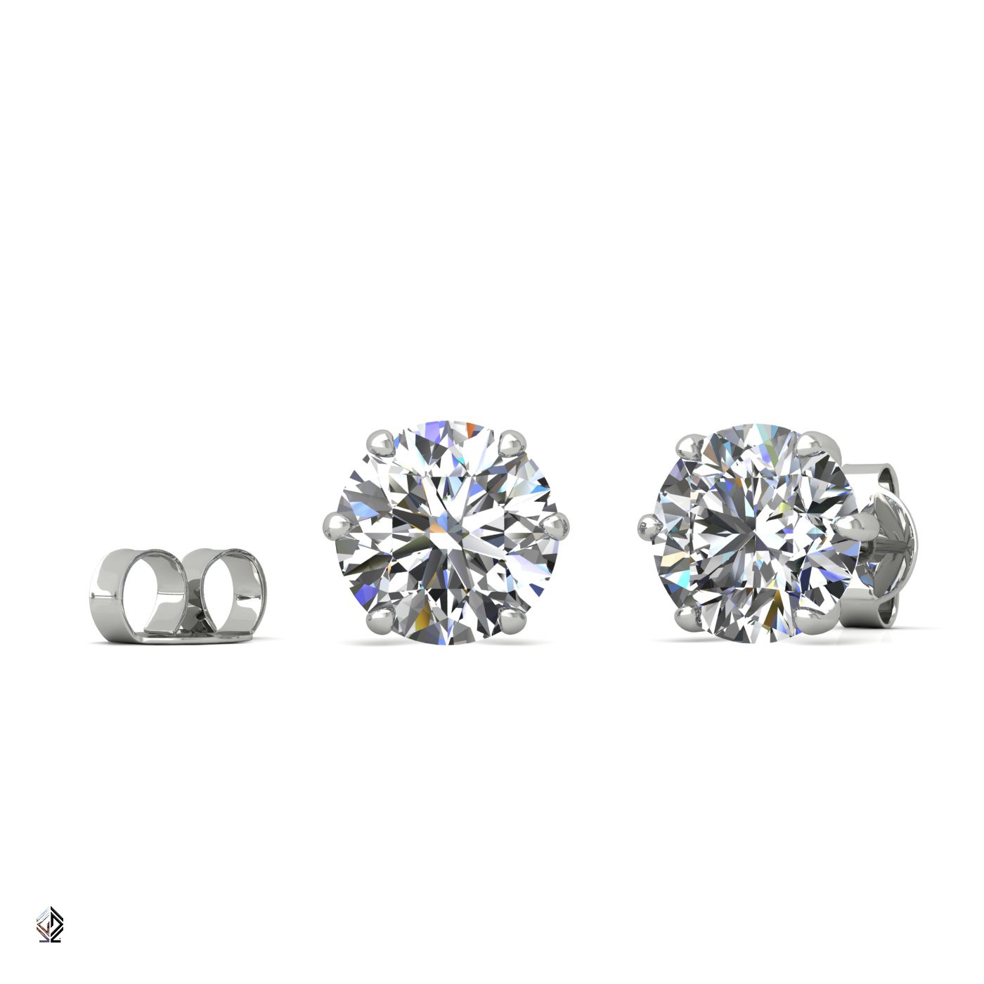 18k white gold 0,7 ct each (1,4 tcw) 6 prongs round shape diamond earrings Photos & images