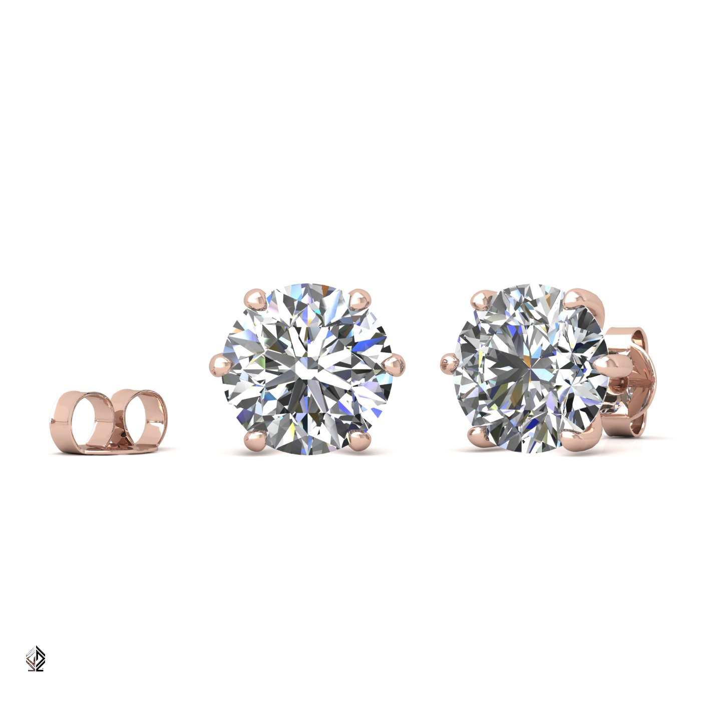 18k rose gold 0,7 ct each (1,4 tcw) 6 prongs round shape diamond earrings Photos & images