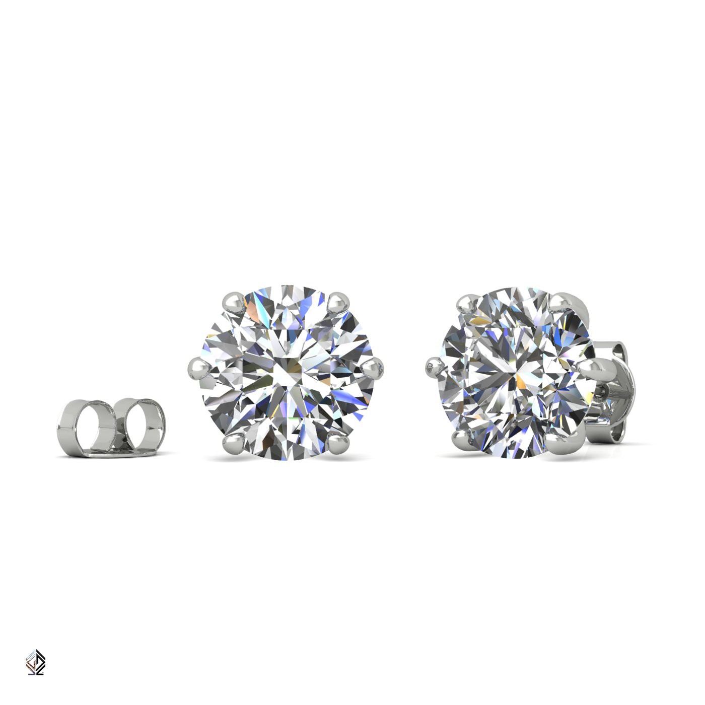 18k white gold 0,5 ct each (1,0 tcw) 6 prongs round shape diamond earrings Photos & images