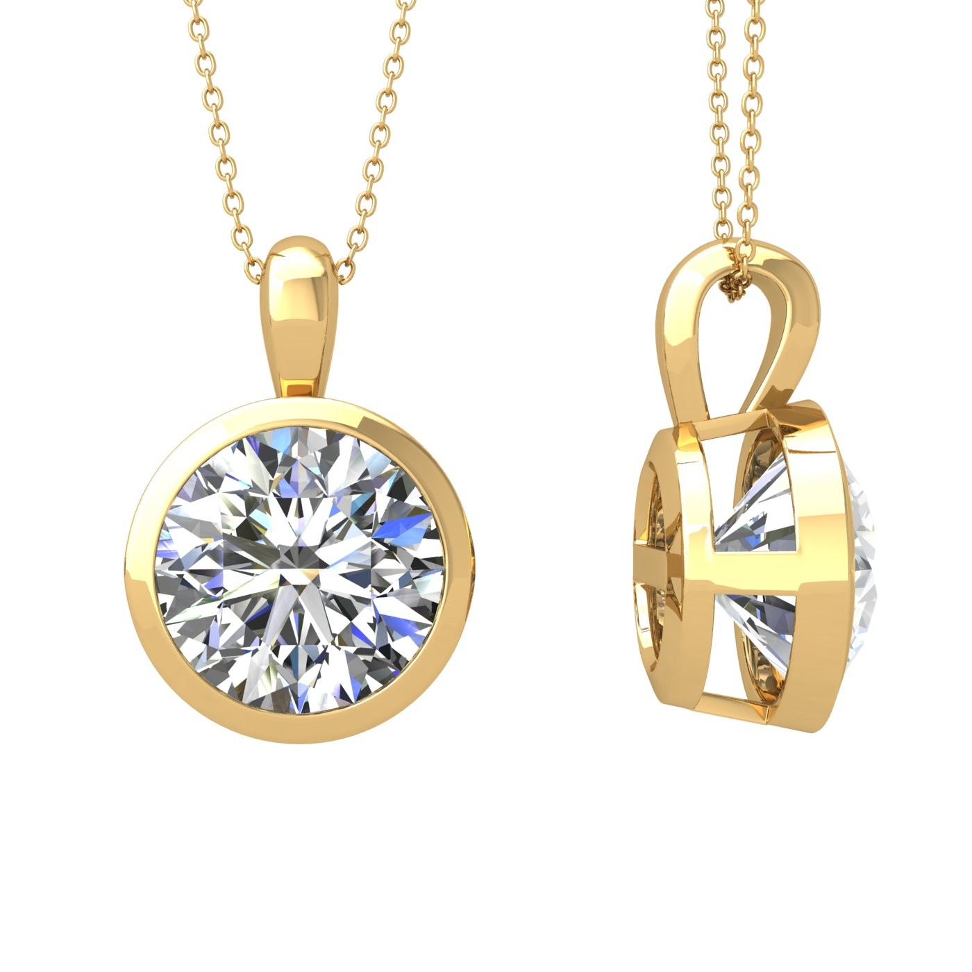 18k white gold 1.2 ct round shape bezel set diamond pendant Photos & images
