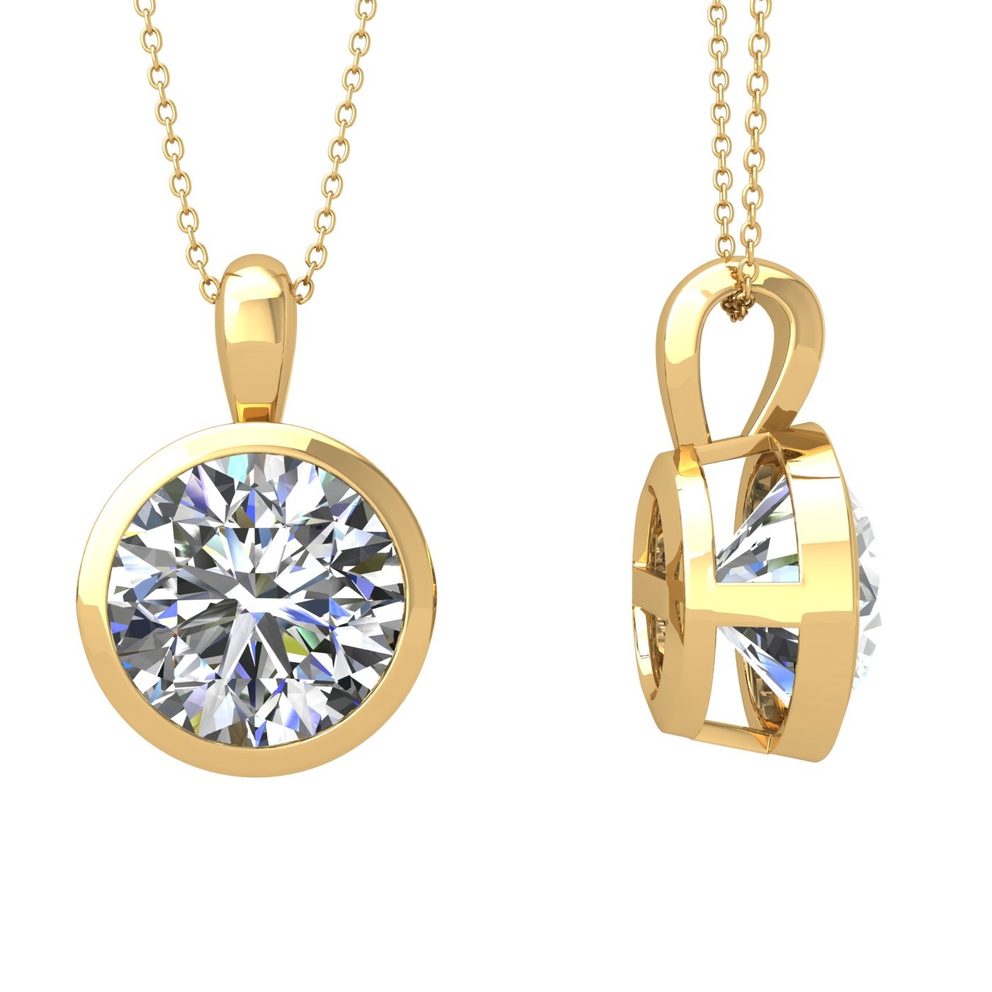 18k white gold 2.5 ct round shape bezel set diamond pendant Photos & images