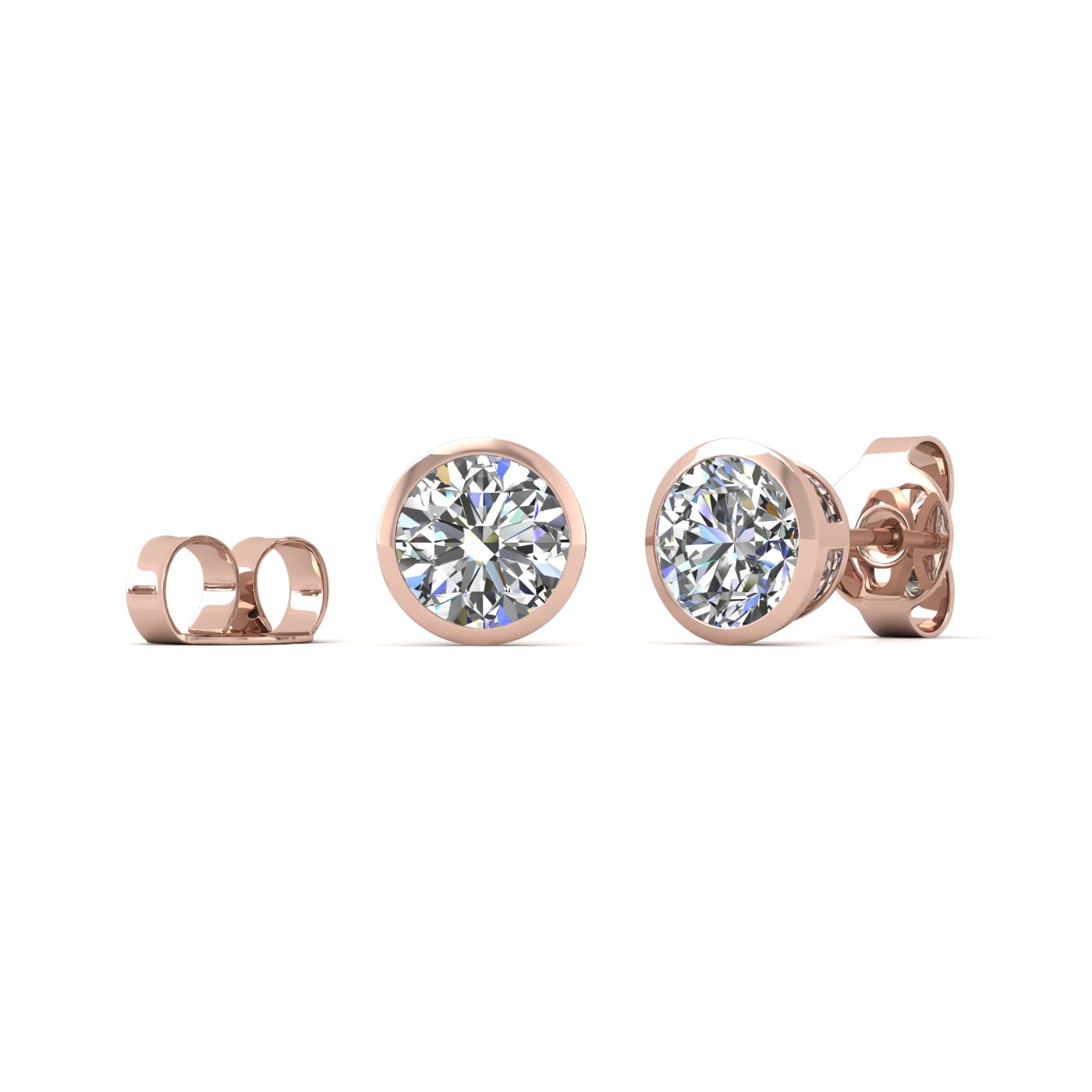 18k white gold 0,5 ct each (1,0 tcw) round brilliant cut diamond bezel set earring studs Photos & images