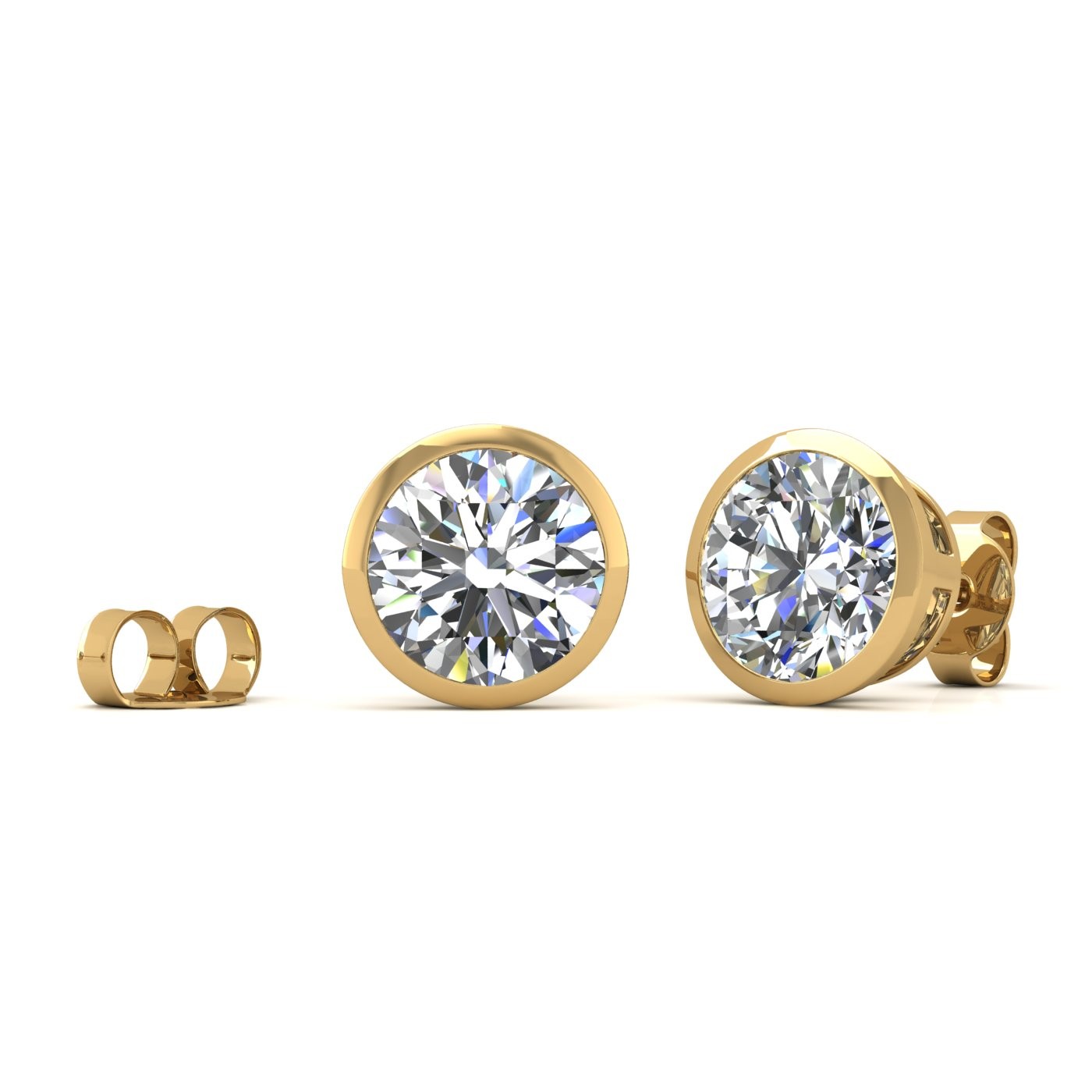18k white gold 1.5 ct each (3,0 tcw) round brilliant cut diamond bezel set earring studs Photos & images