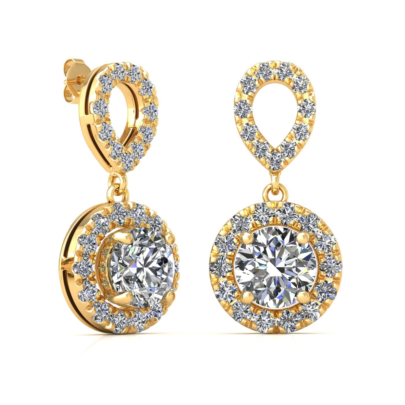 18K YELLOW GOLD 0,5 CT EACH (1,0 TCW) 4 PRONGS ROUND SHAPE DIAMOND