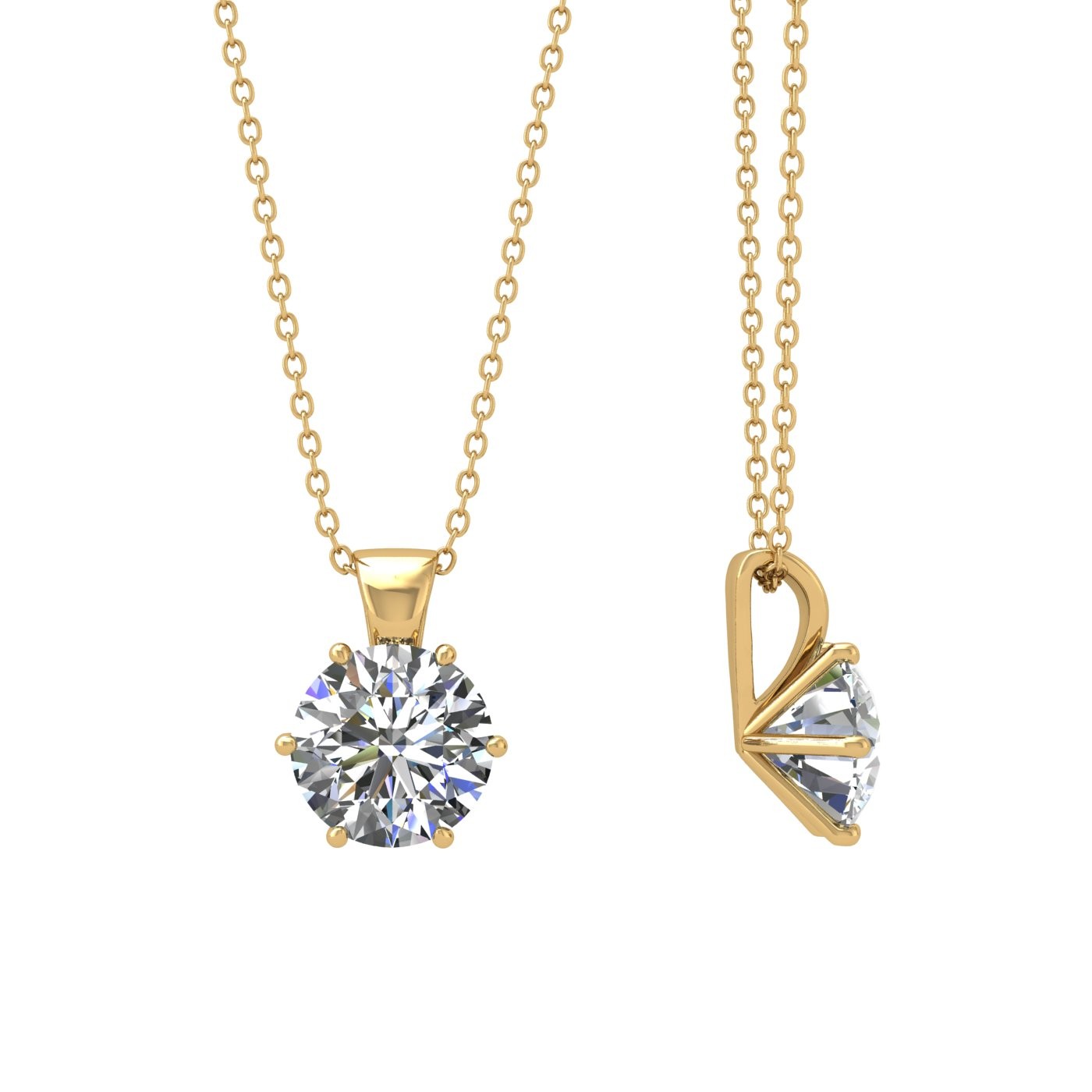 18k rose gold 1.0 ct 6 prongs round shape diamond pendant Photos & images