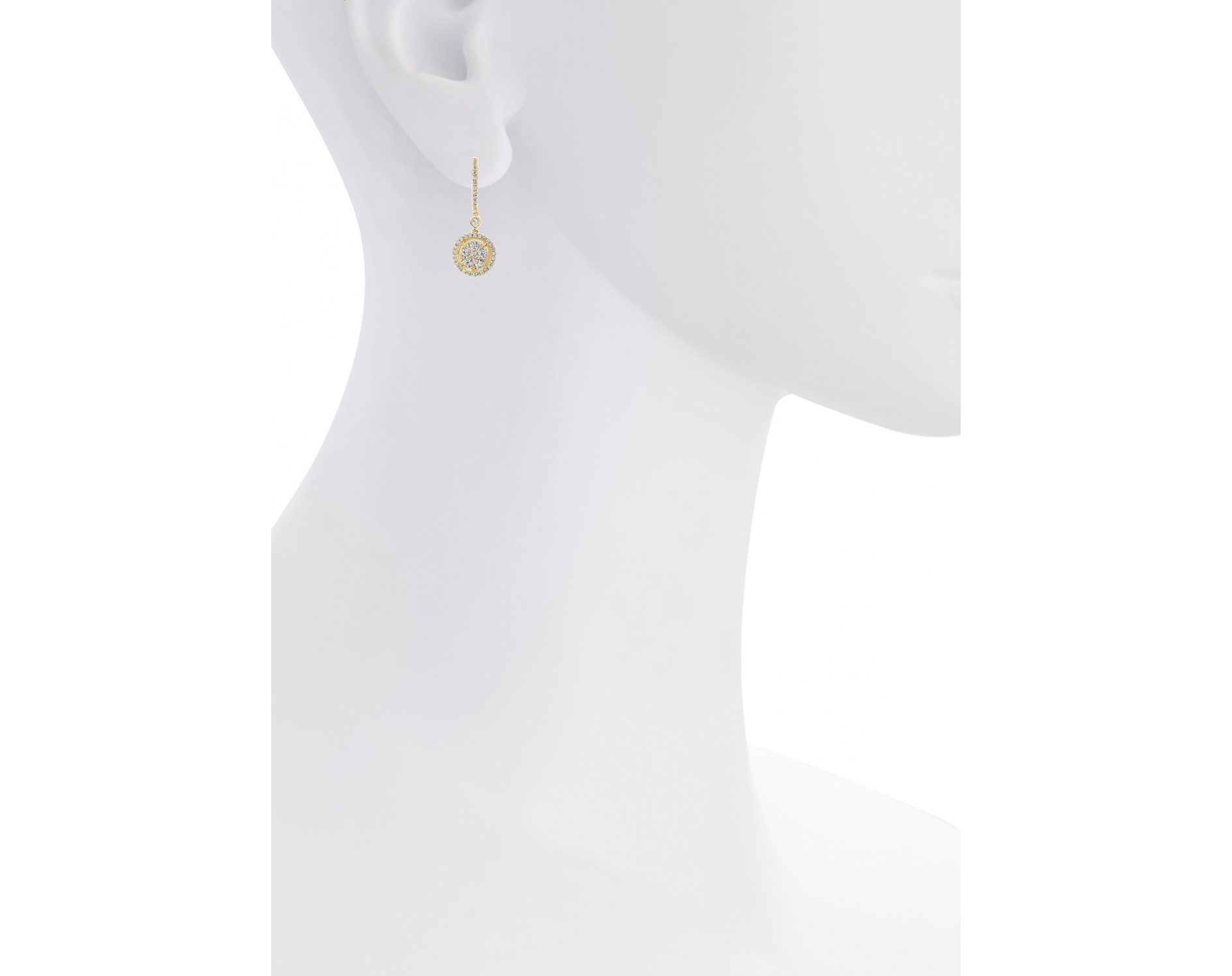 18k yellow gold halo illusion set diamond earrings with upstones