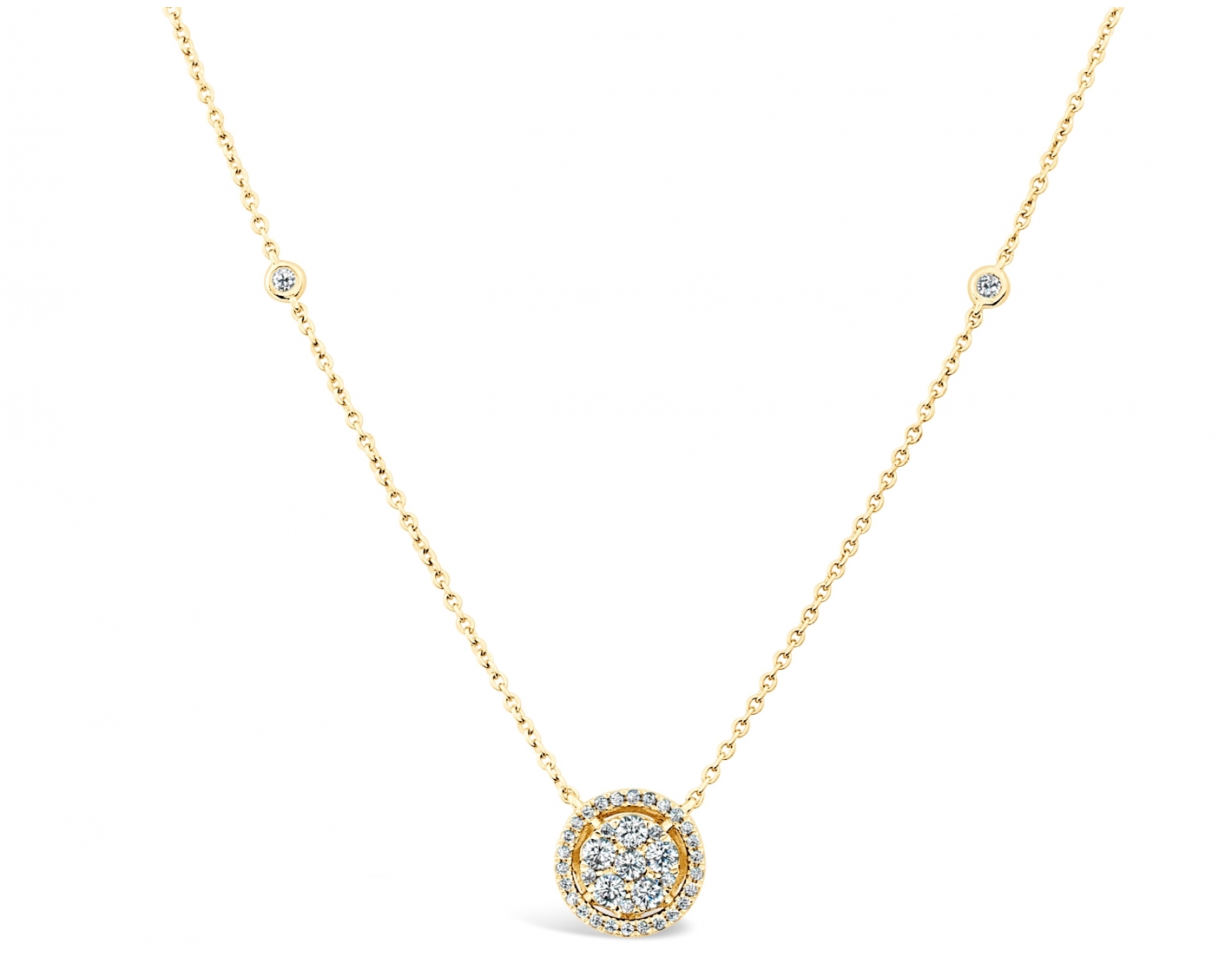 18k rose gold halo illusion set round brilliant diamond necklace Photos & images