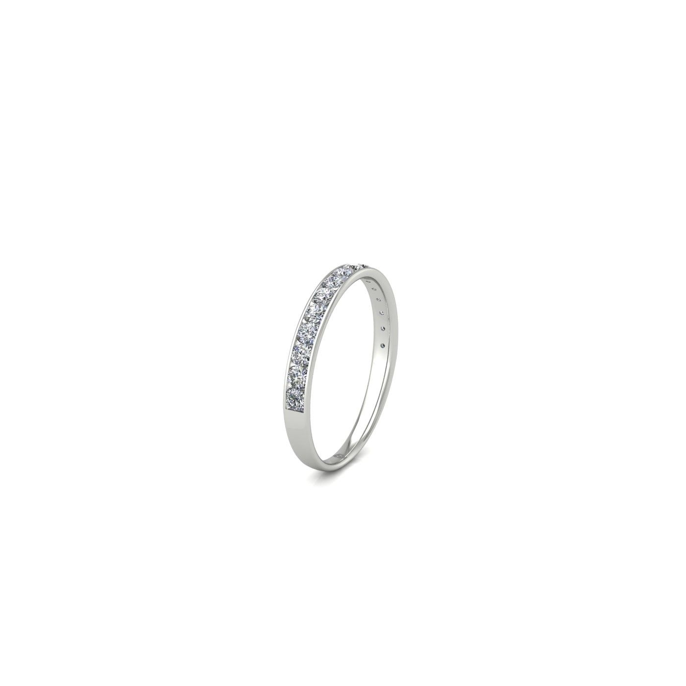 18k white gold  round shape diamond channel set half eternity ring