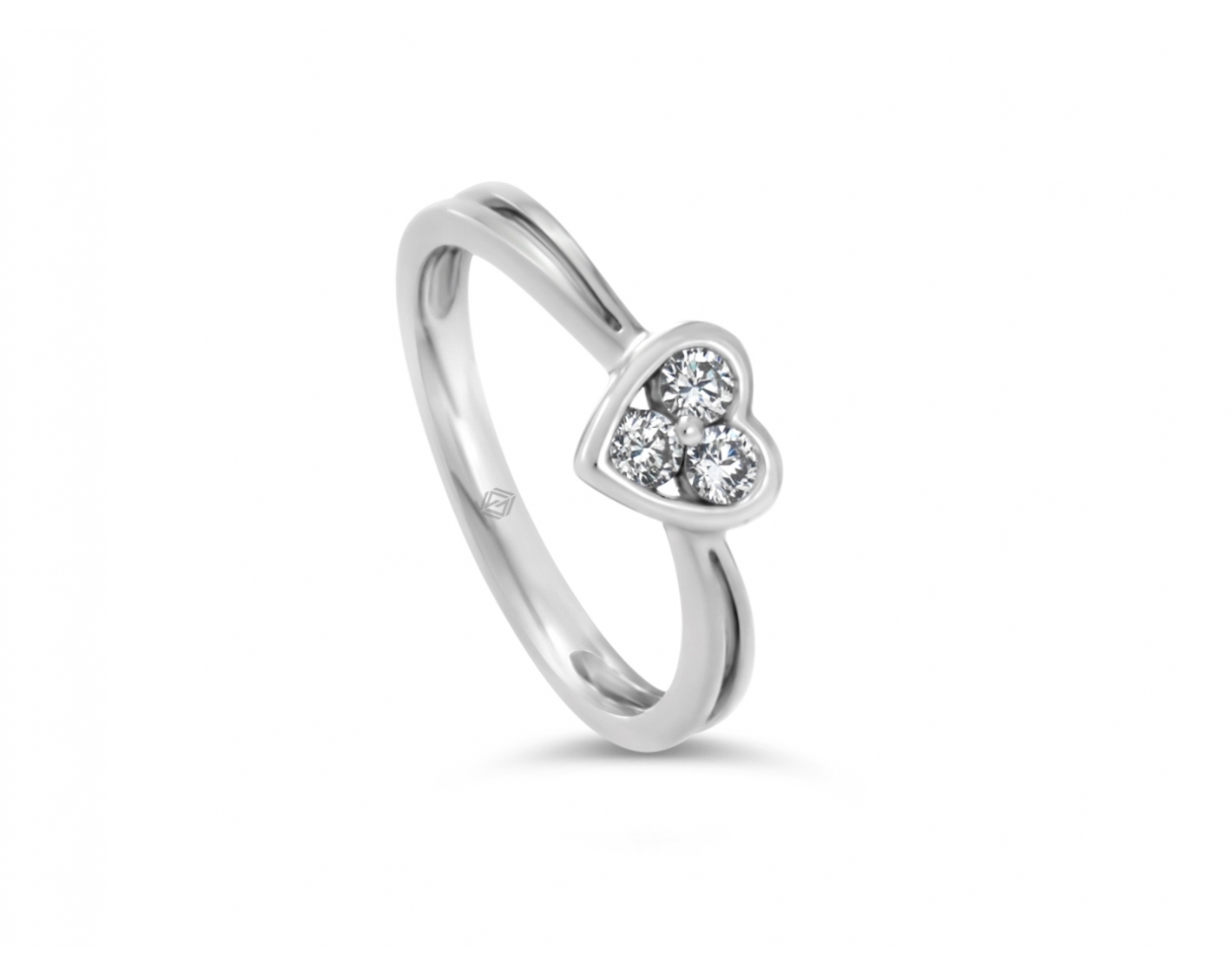 18k rose gold bicolor heart shaped illusion set engagement ring in bezel set Photos & images