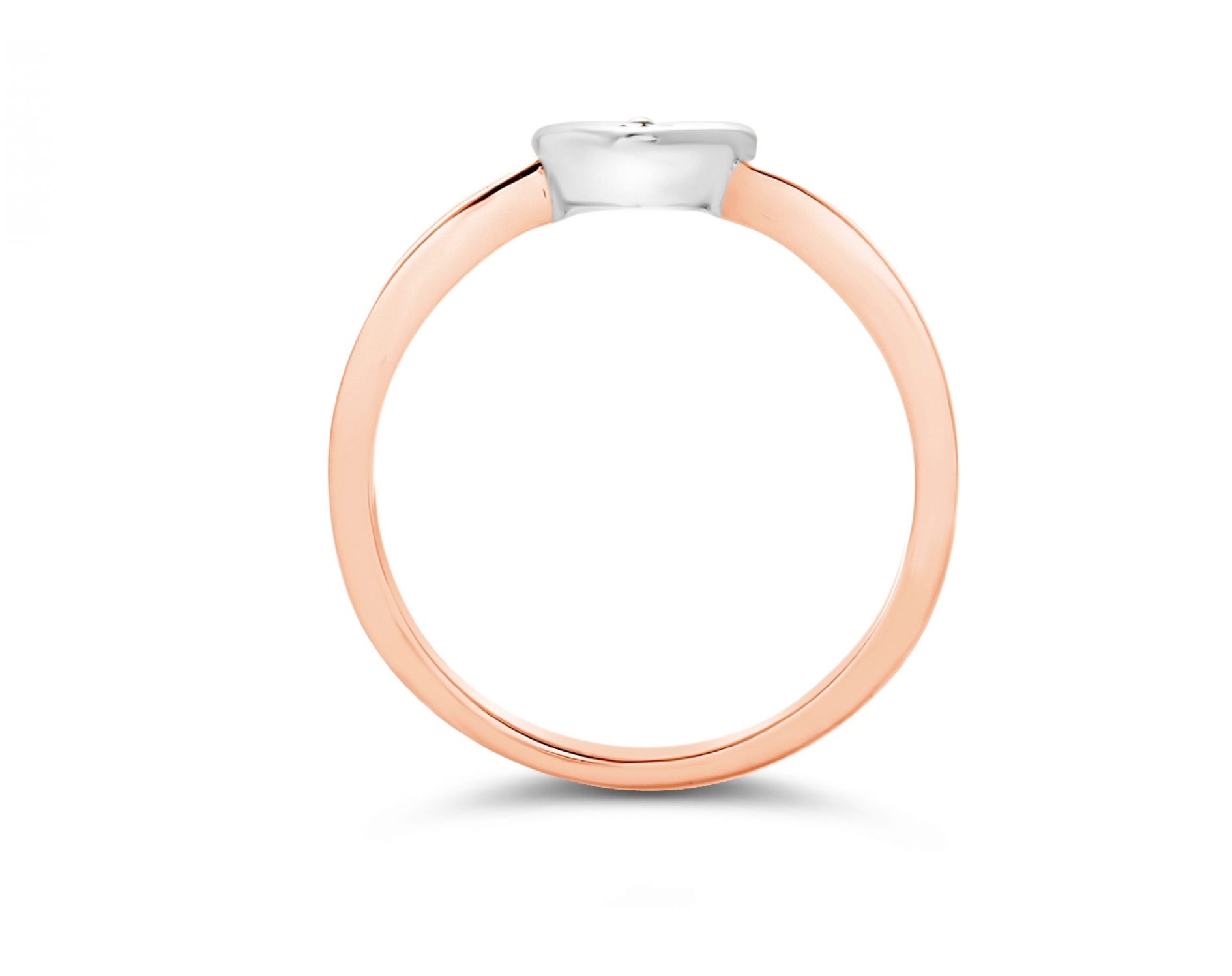 18k rose gold bicolor heart shaped illusion set engagement ring in bezel set