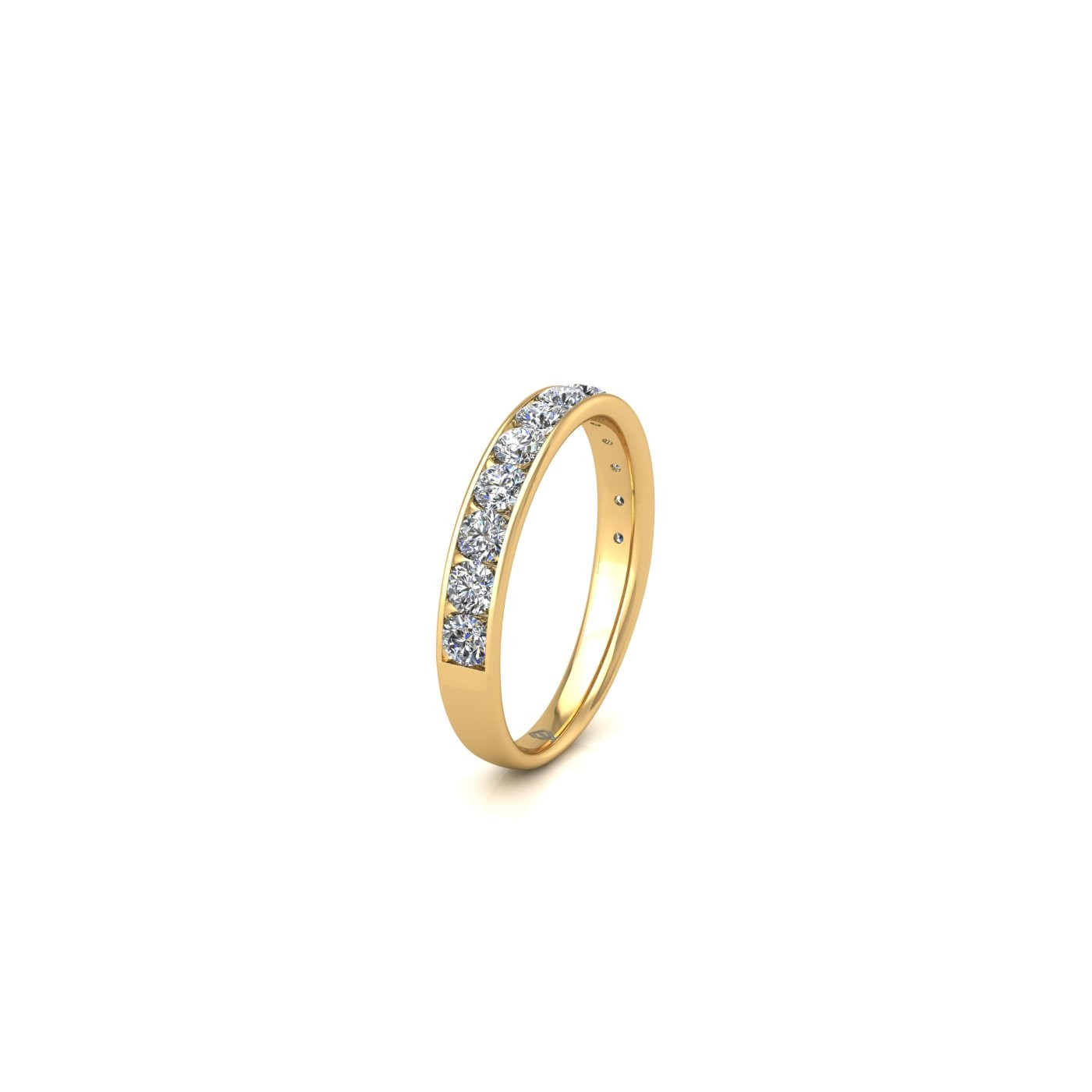 18k yellow gold  round shape diamond channel set half eternity ring