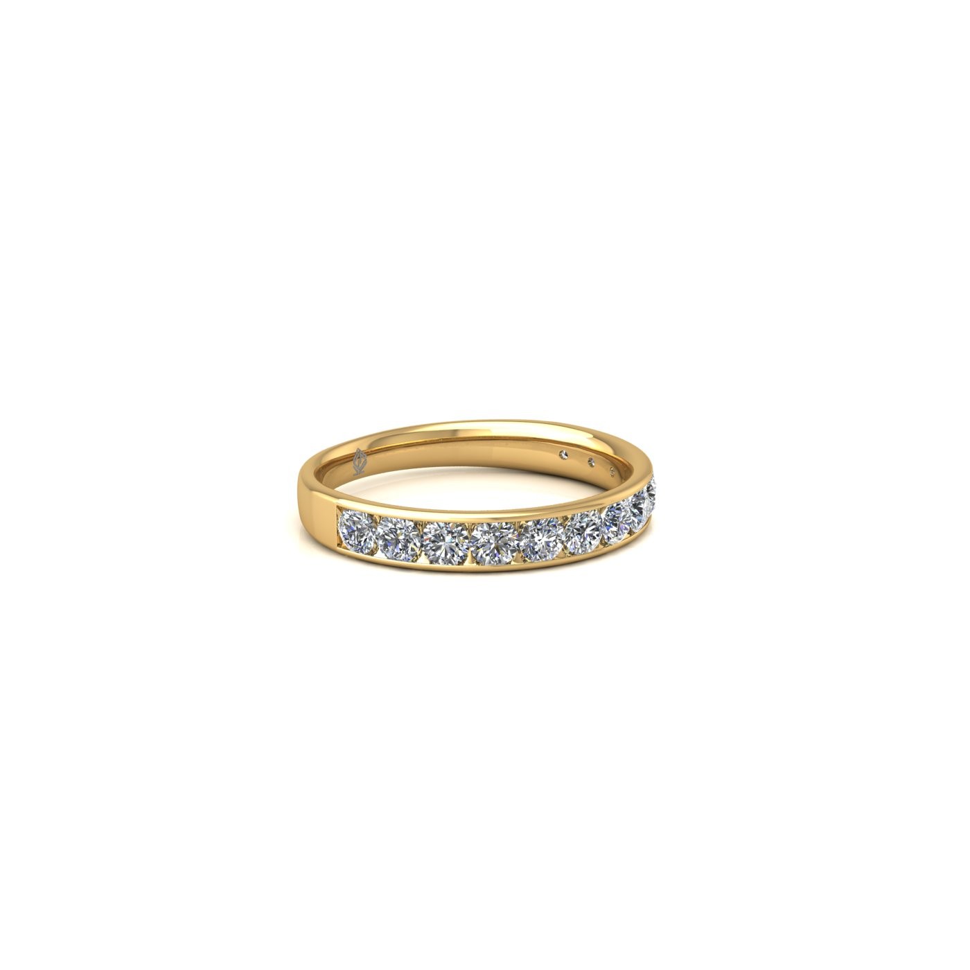 18k rose gold  round shape diamond channel set half eternity ring Photos & images