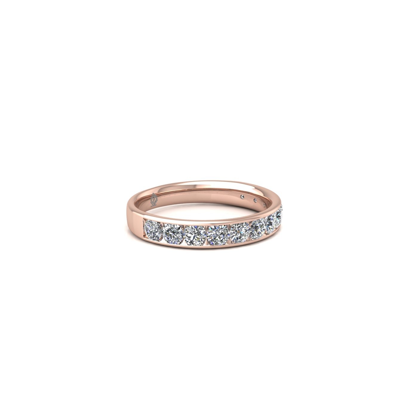 18k rose gold  round shape diamond channel set half eternity ring