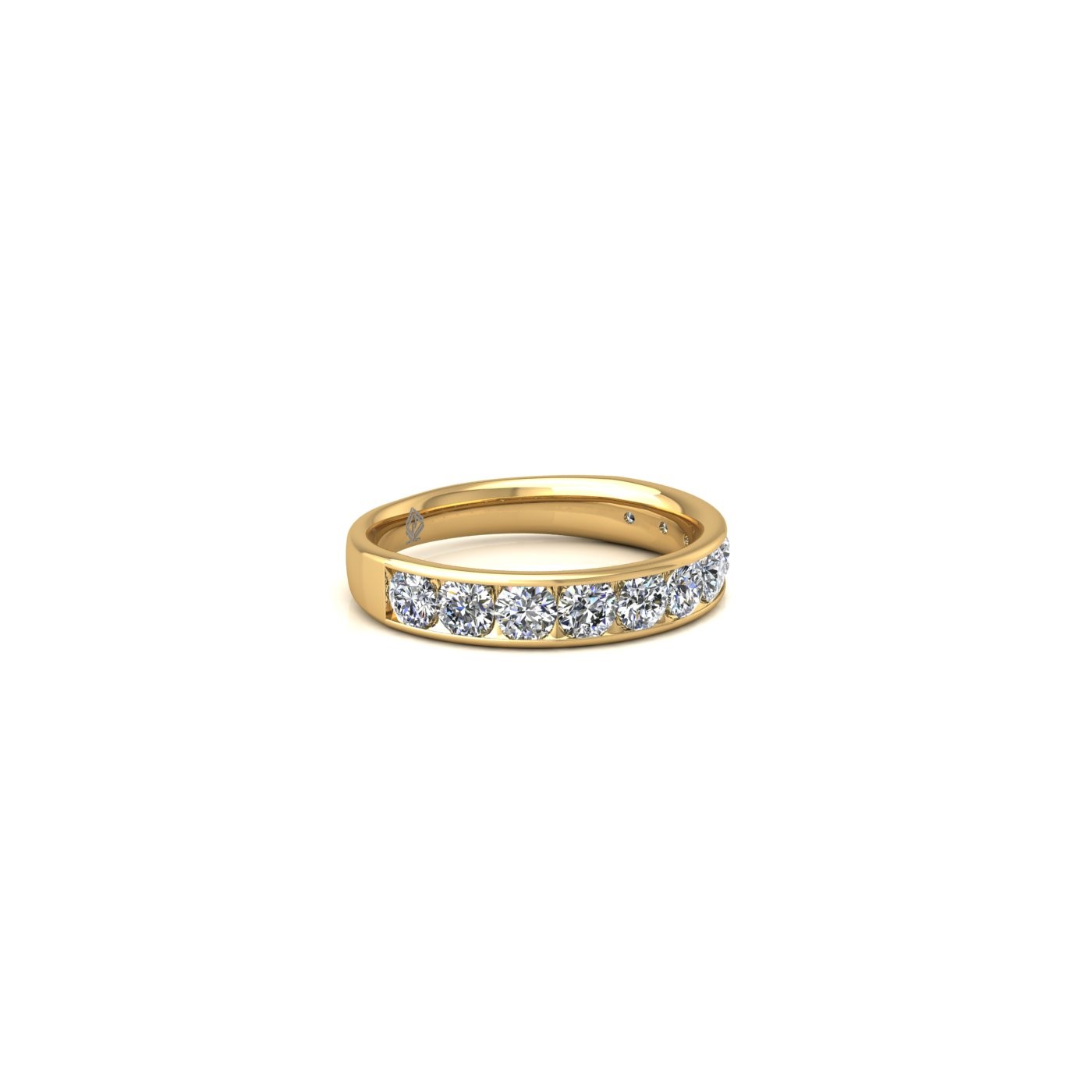 18k rose gold  round shape diamond channel set half eternity ring Photos & images