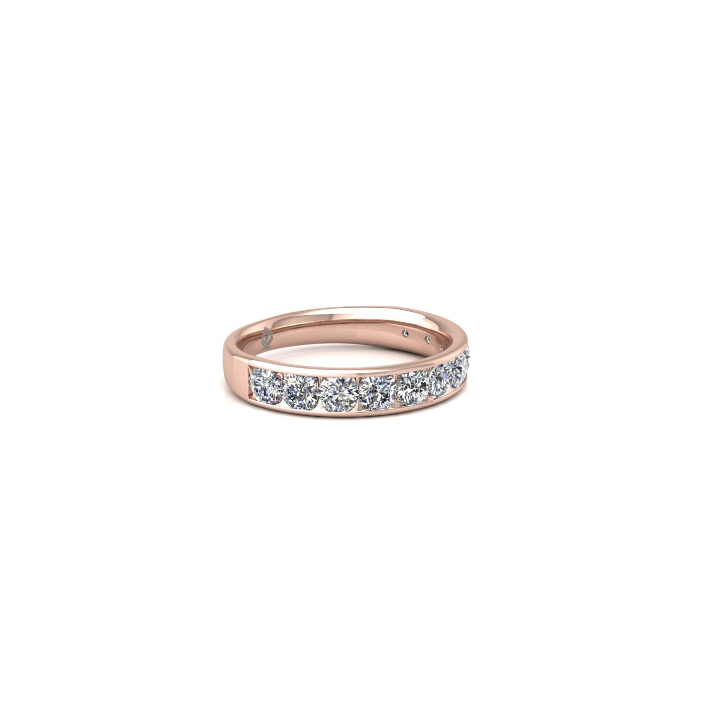 18k rose gold  round shape diamond channel set half eternity ring