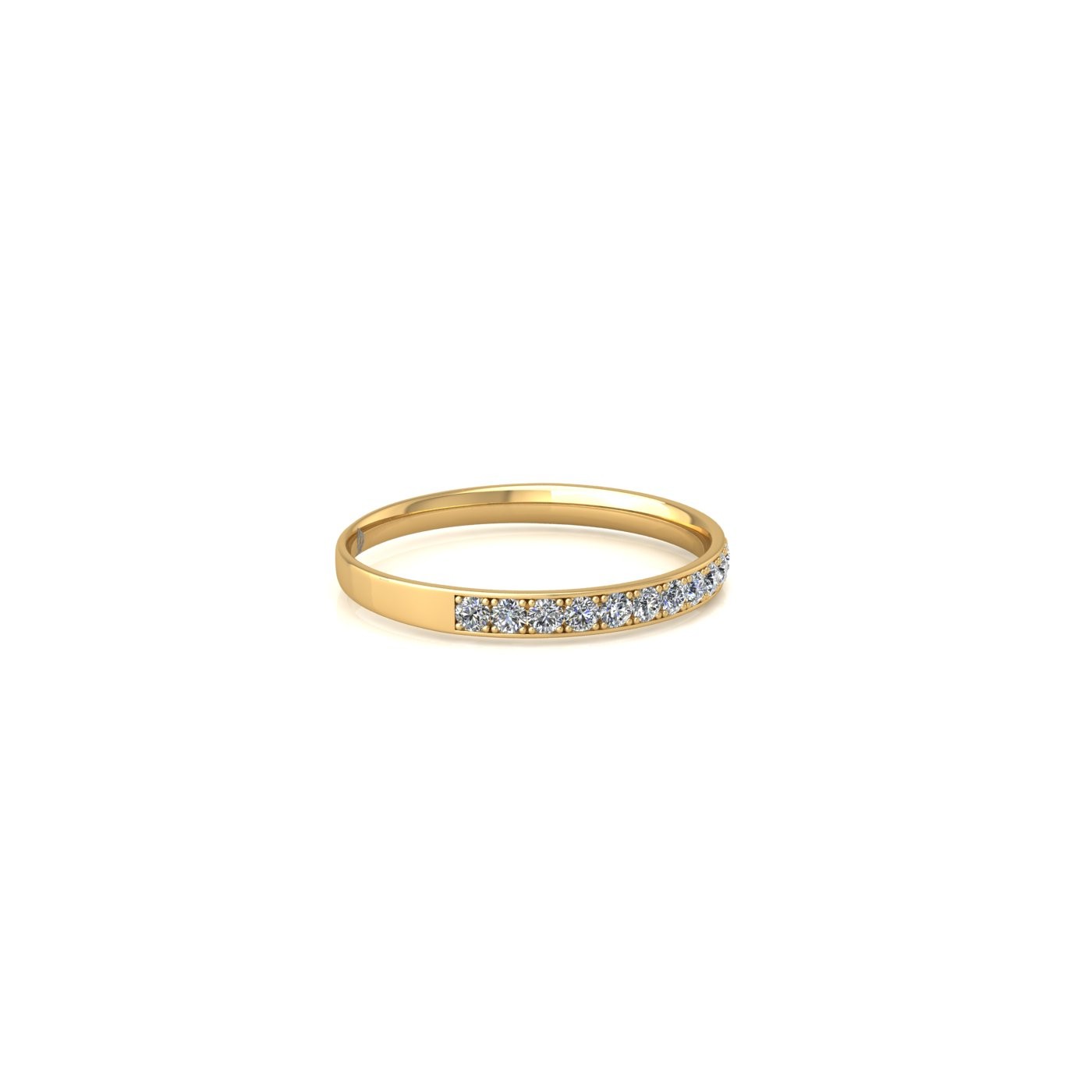 18k yellow gold  round shape diamond channel prong set half eternity ring Photos & images