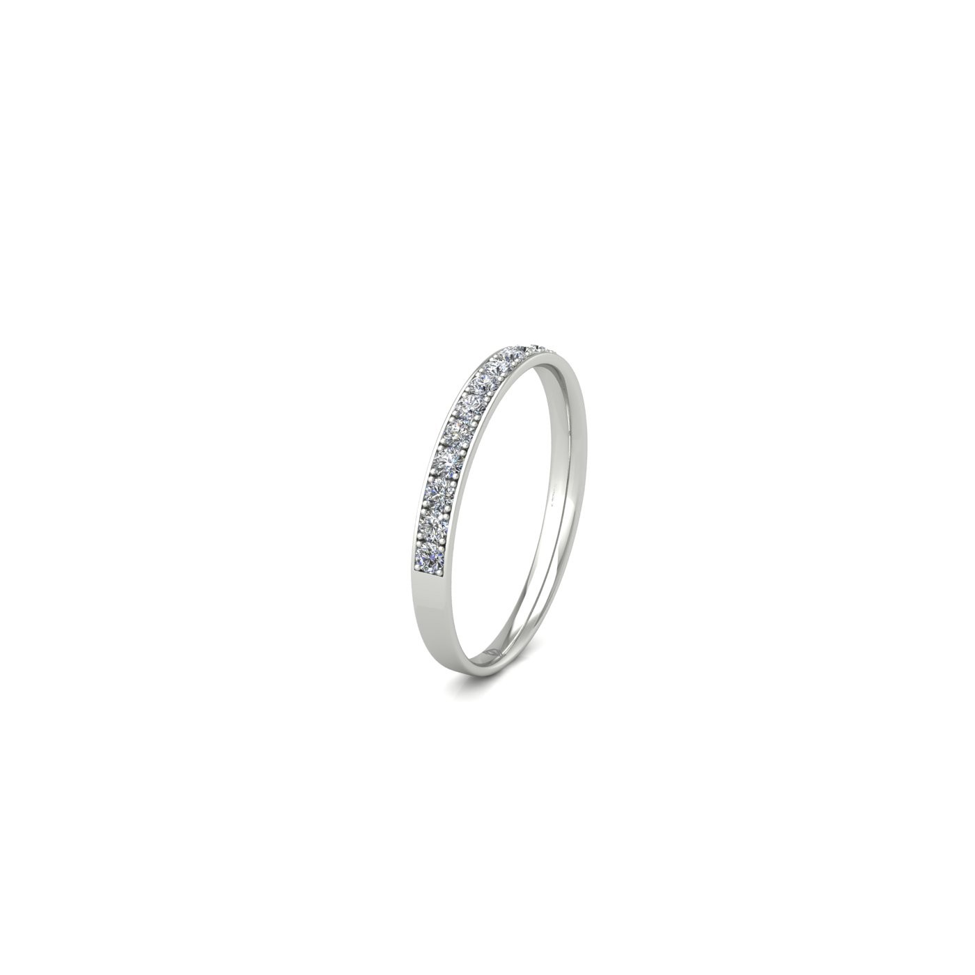 18k white gold  round shape diamond channel prong set half eternity ring