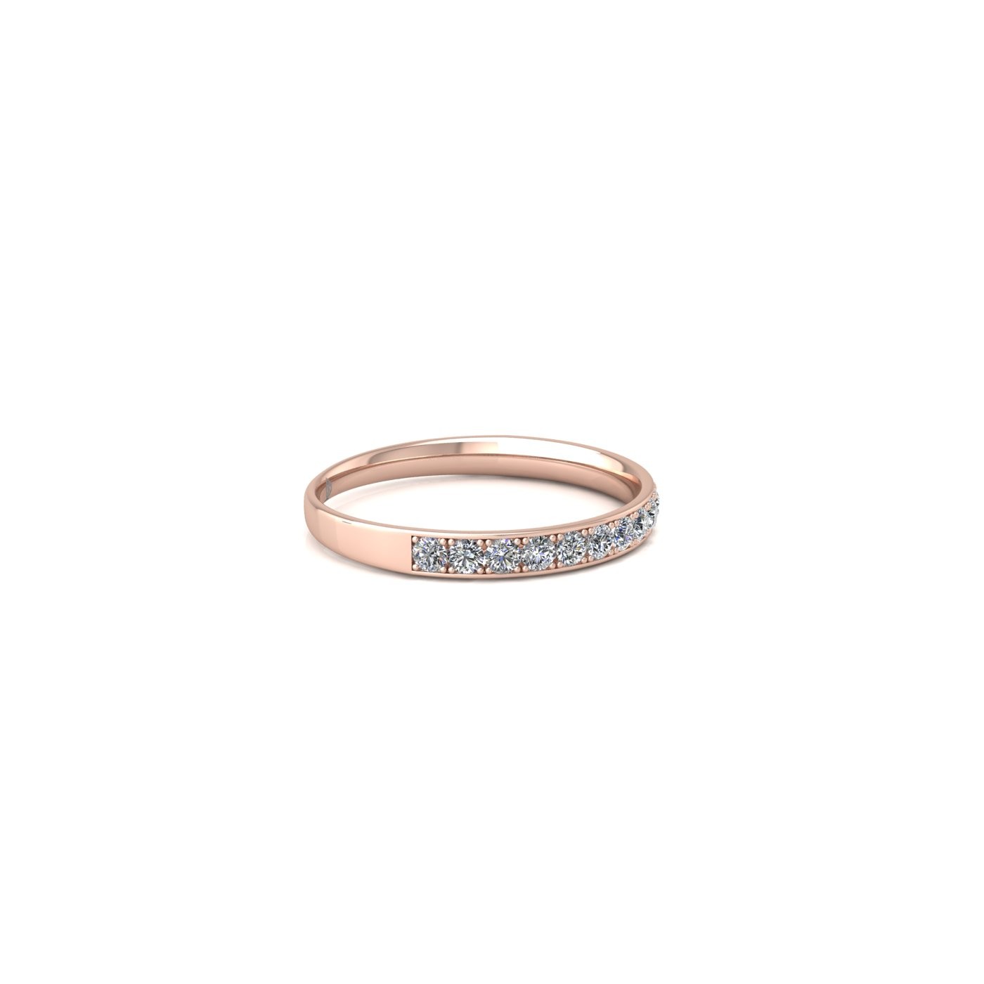 18k rose gold  round shape diamond channel prong set half eternity ring Photos & images