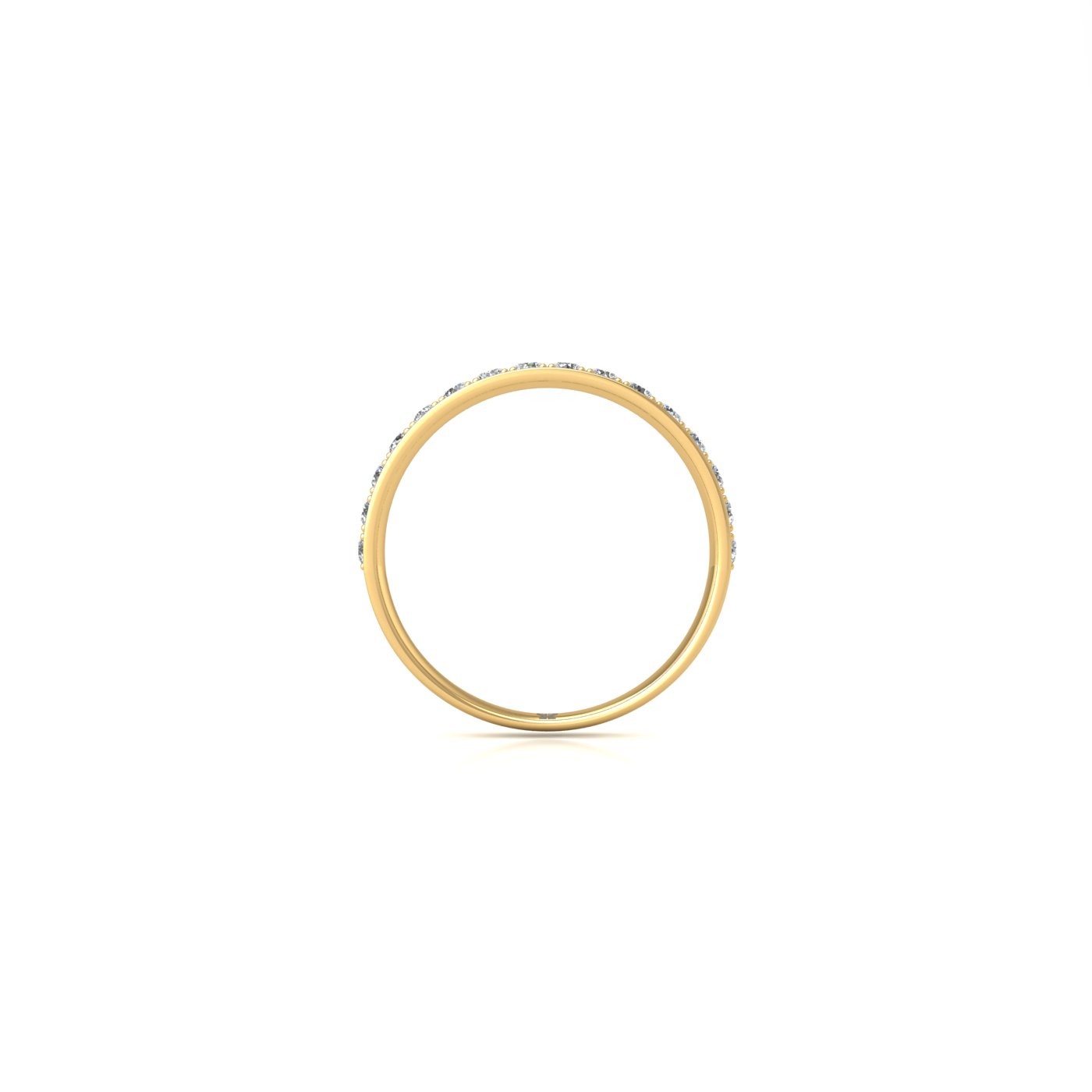 18k yellow gold  round shape diamond channel prong set half eternity ring