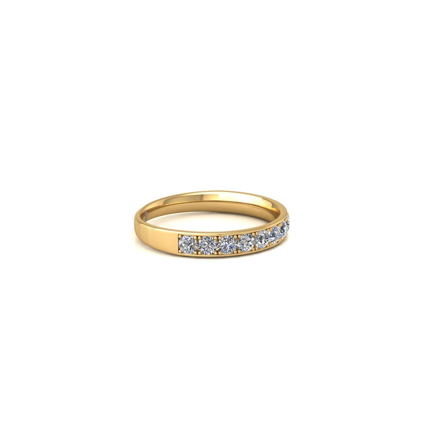 18k rose gold  round shape diamond channel prong set half eternity ring Photos & images