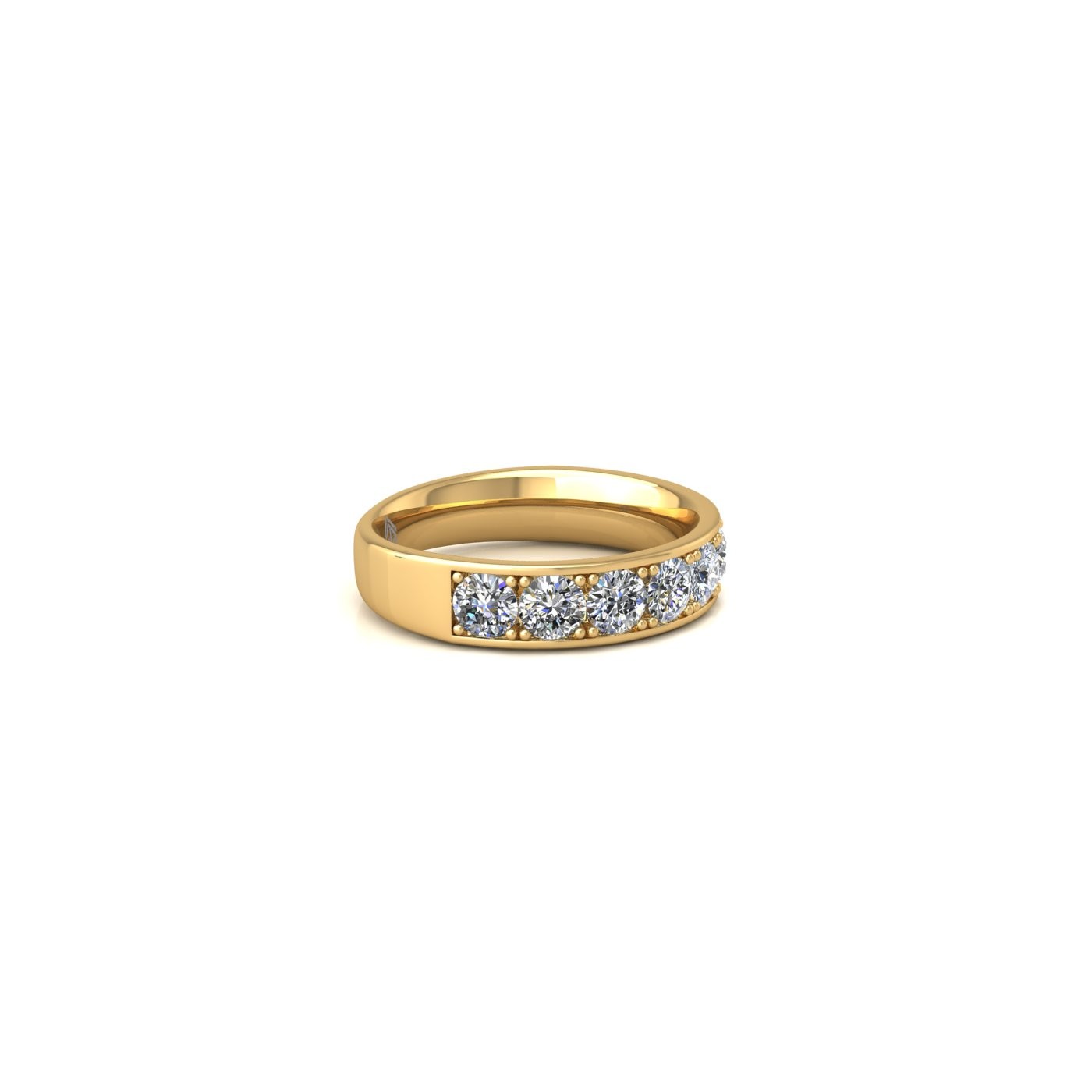 18k white gold  round shape diamond channel prong set half eternity ring Photos & images