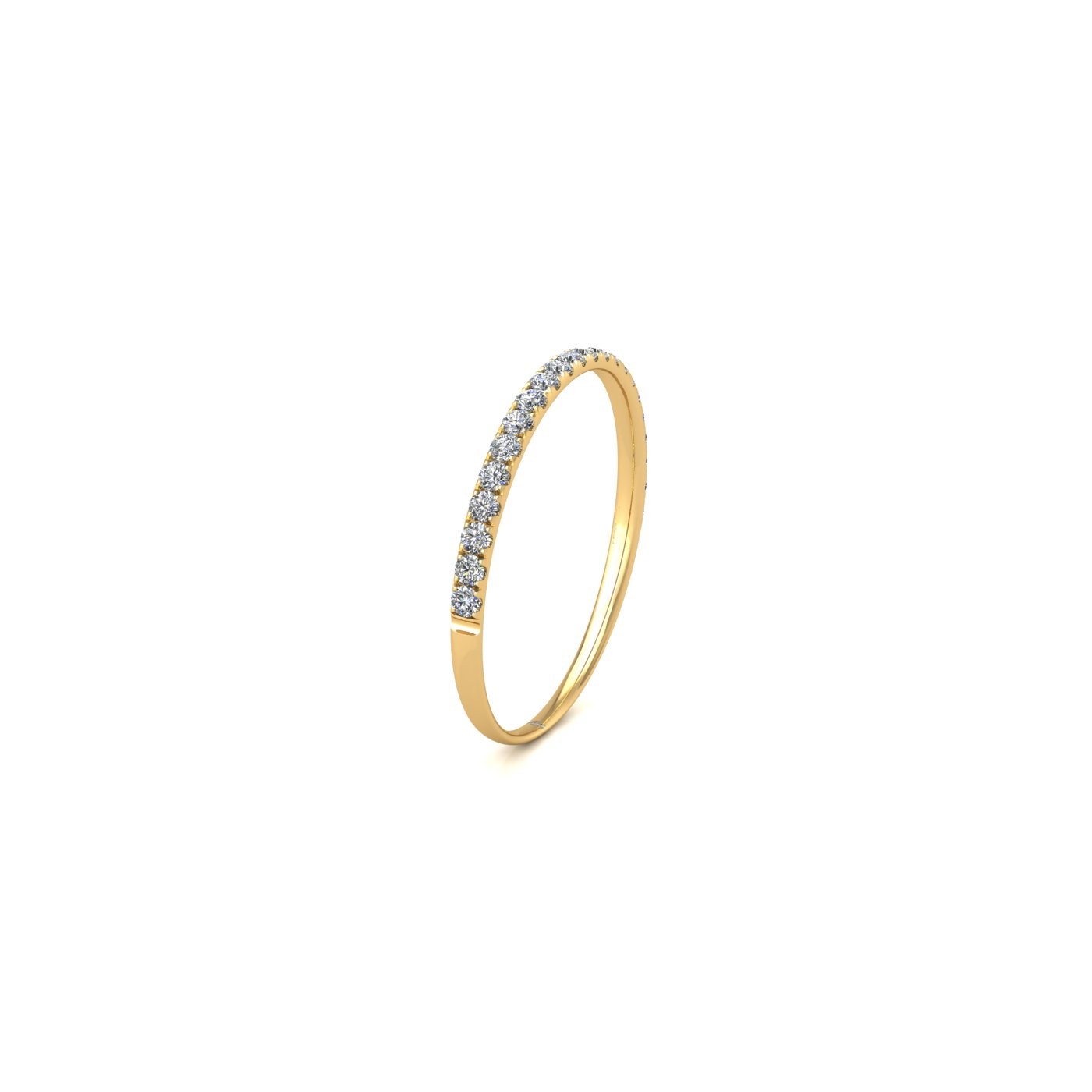 18k yellow gold  round shape diamond pavÉ set half eternity ring