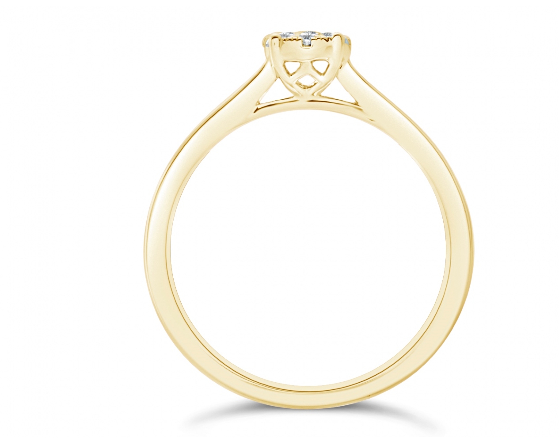 18k yellow gold cathedral illusion set engagement ring Photos & images