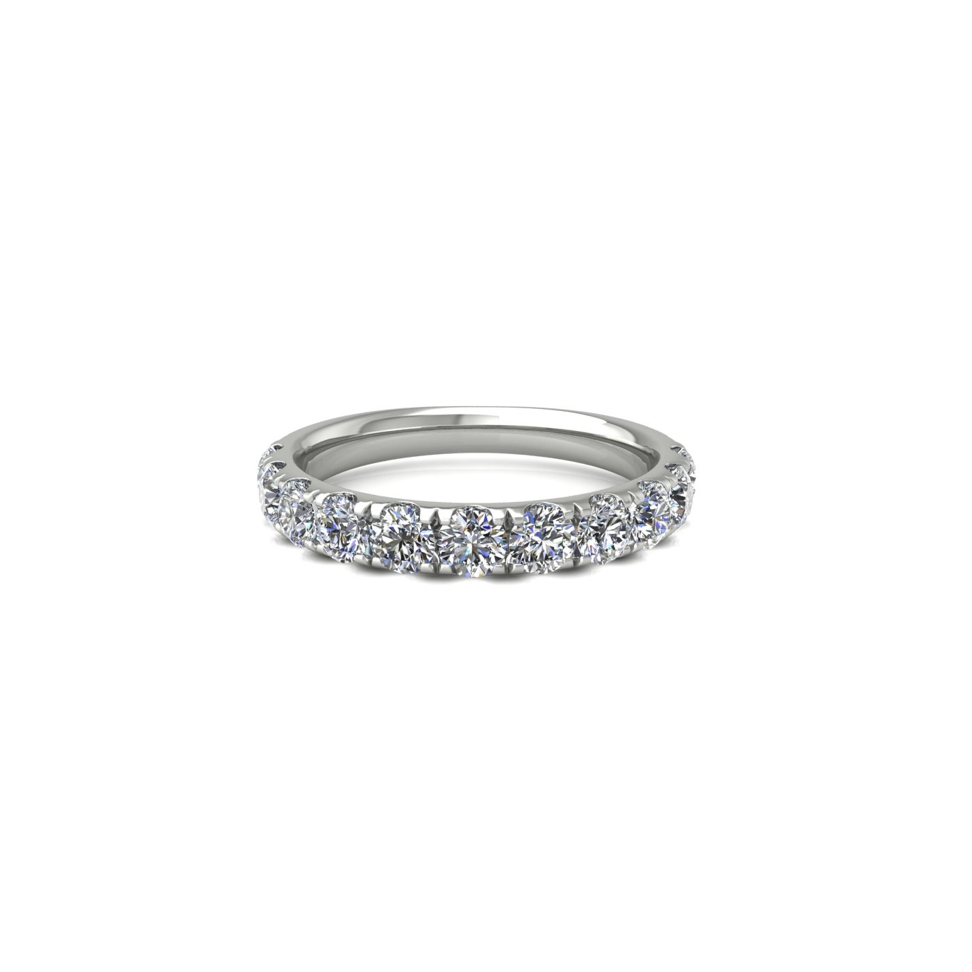 platinum  round shape diamond pavÉ set half eternity ring Photos & images