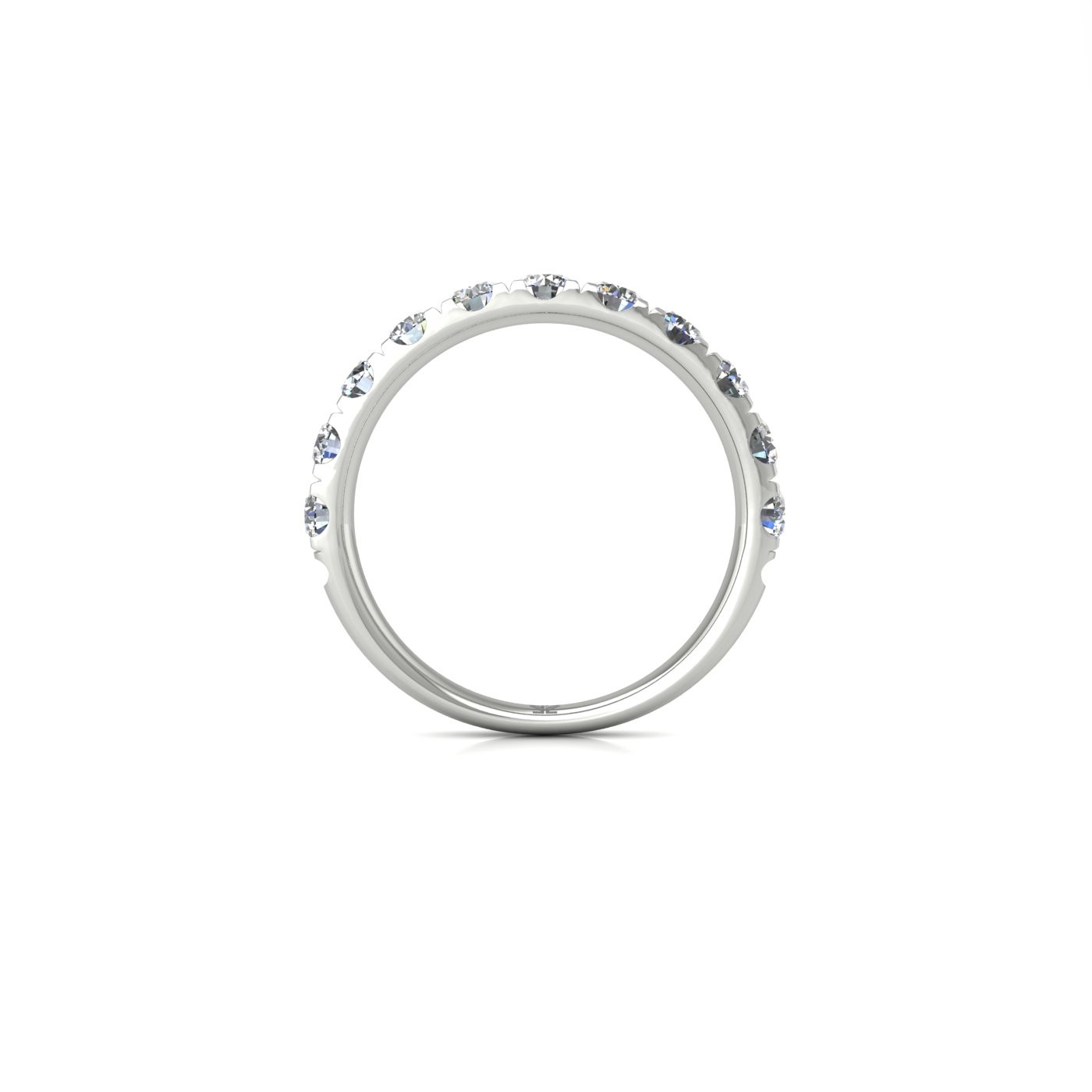 18k white gold  round shape diamond pavÉ set half eternity ring Photos & images
