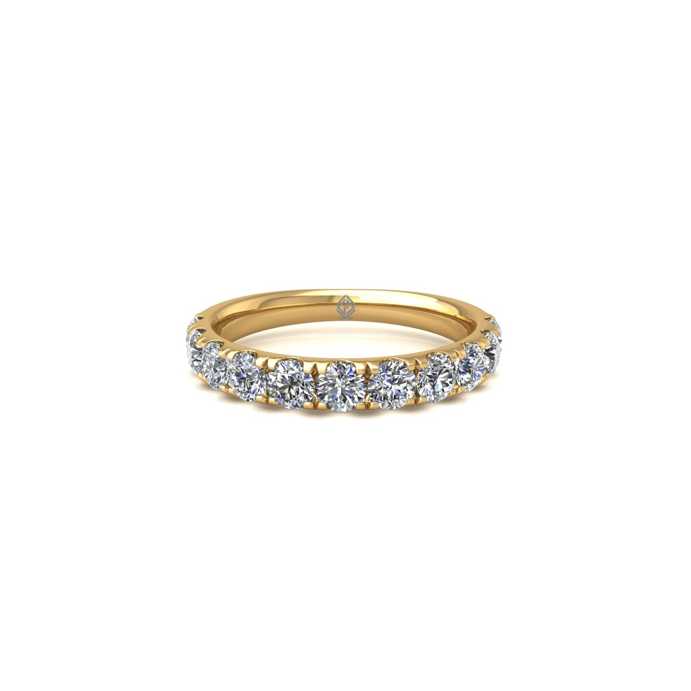 18k yellow gold  round shape diamond pavÉ set half eternity ring Photos & images