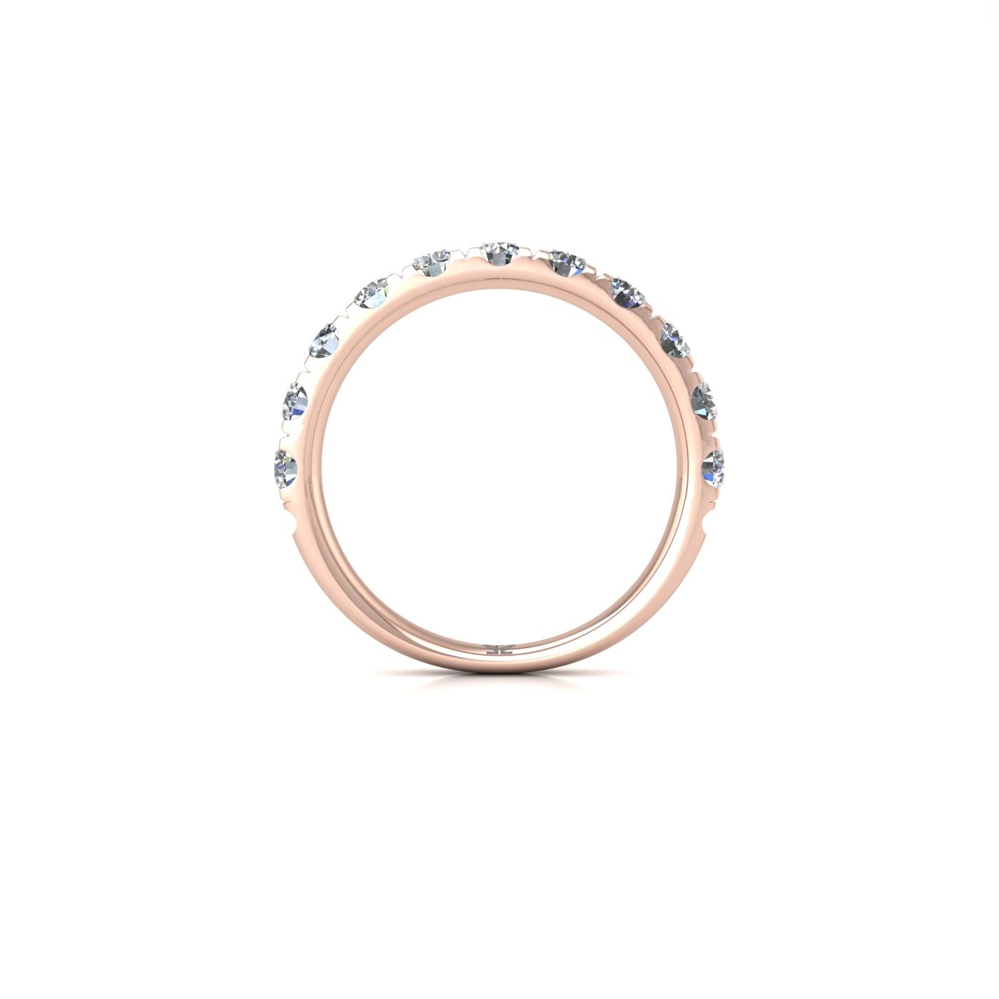 18k rose gold  round shape diamond pavÉ set half eternity ring