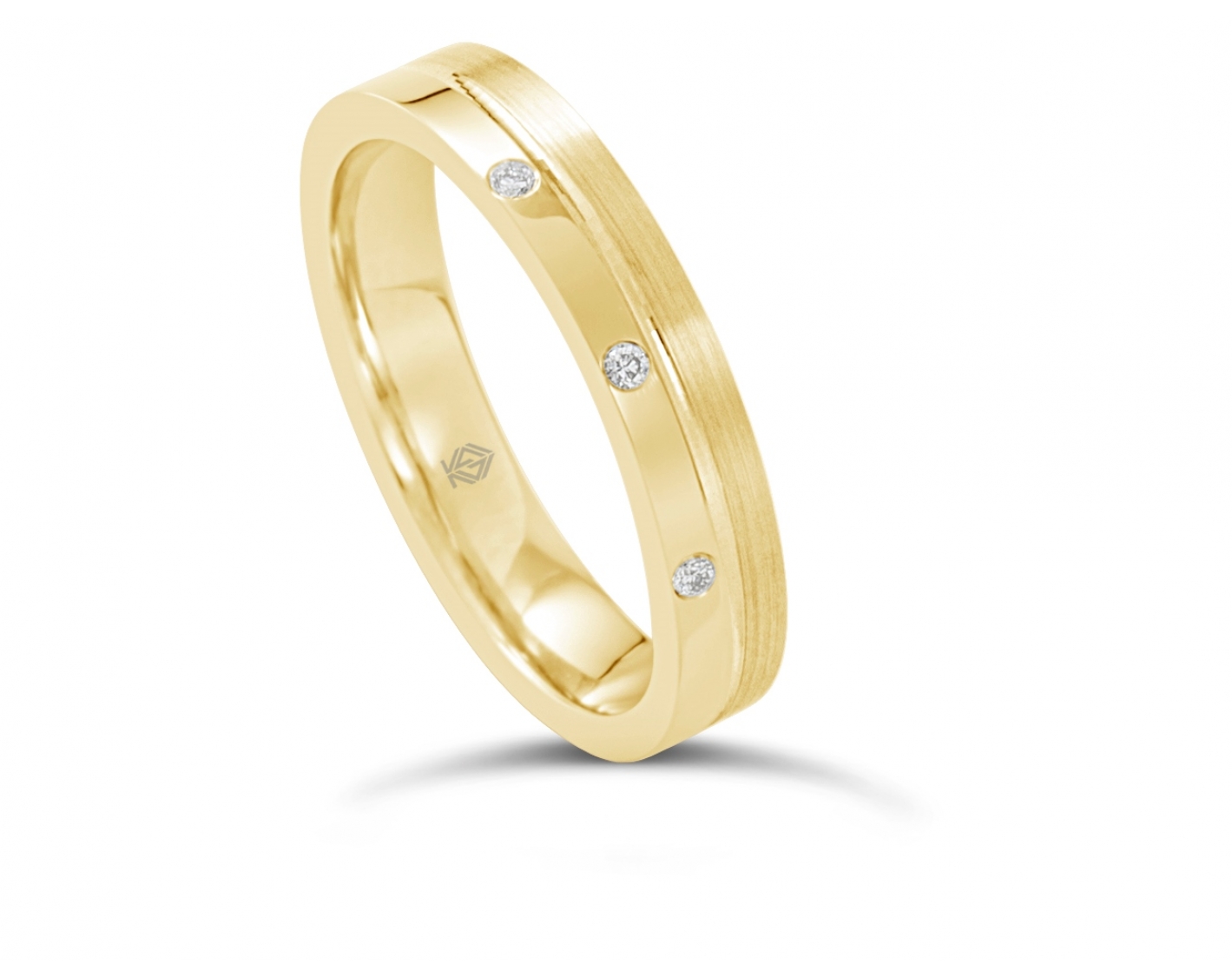 18k white gold matt & shiny 3,5mm wedding ring Photos & images