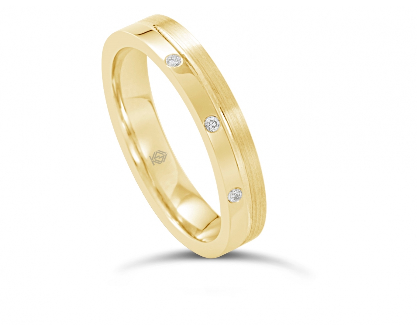 18k yellow gold matt & shiny 3,5mm wedding ring