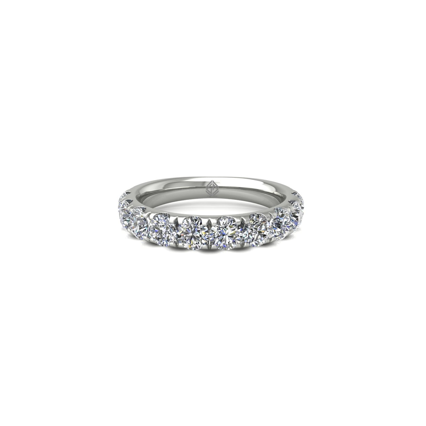 18k white gold  round shape diamond pavÉ set half eternity ring