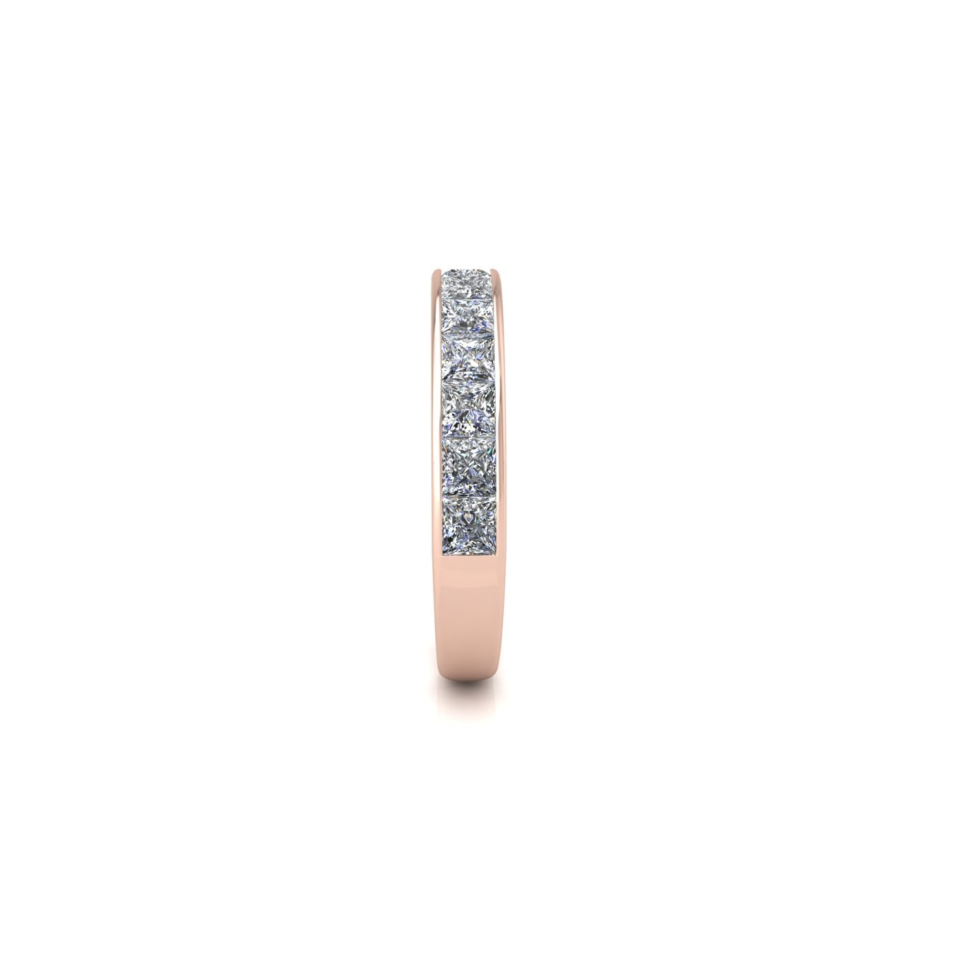 18k rose gold  princess shape diamond channel set half eternity ring