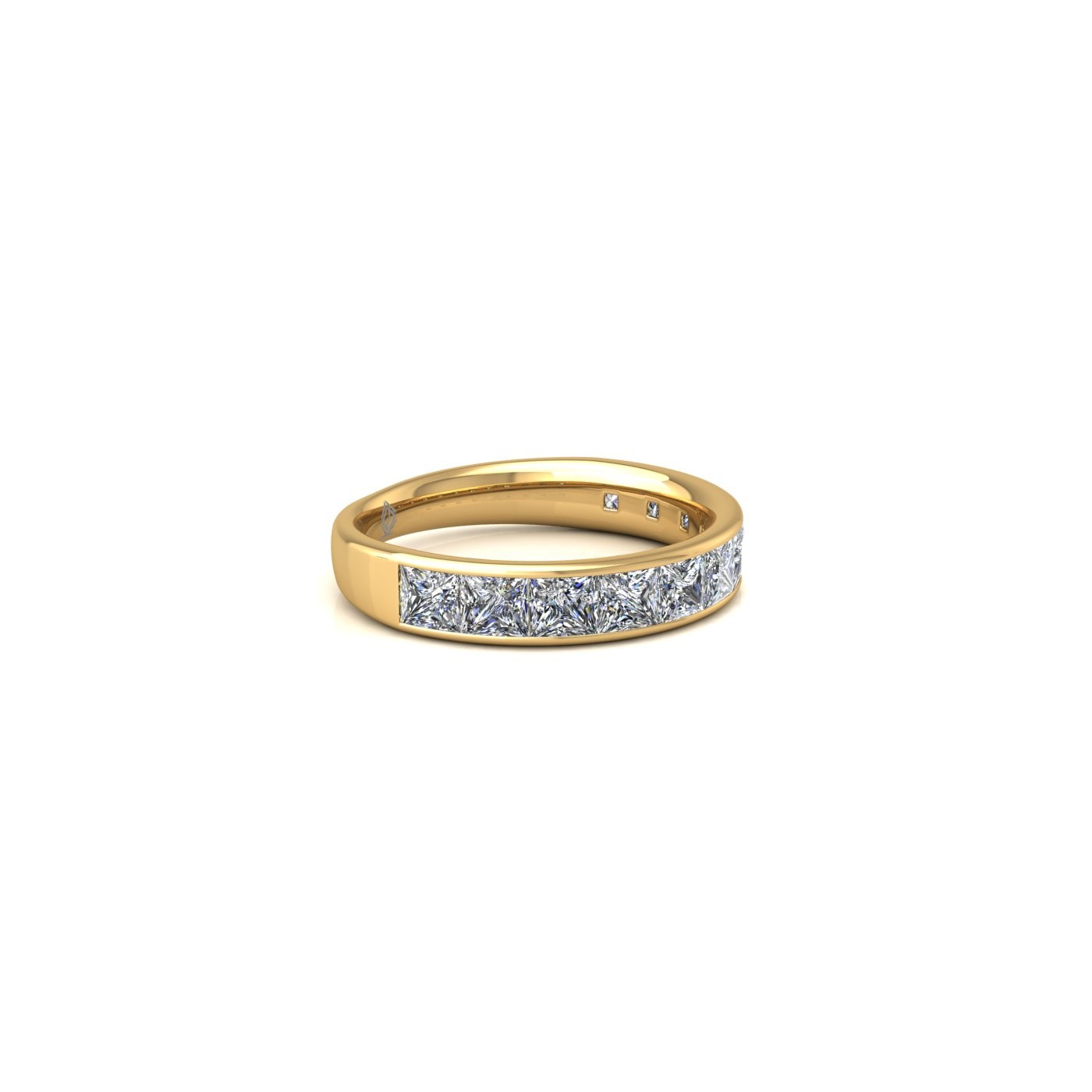 18k white gold  princess shape diamond channel set half eternity ring Photos & images