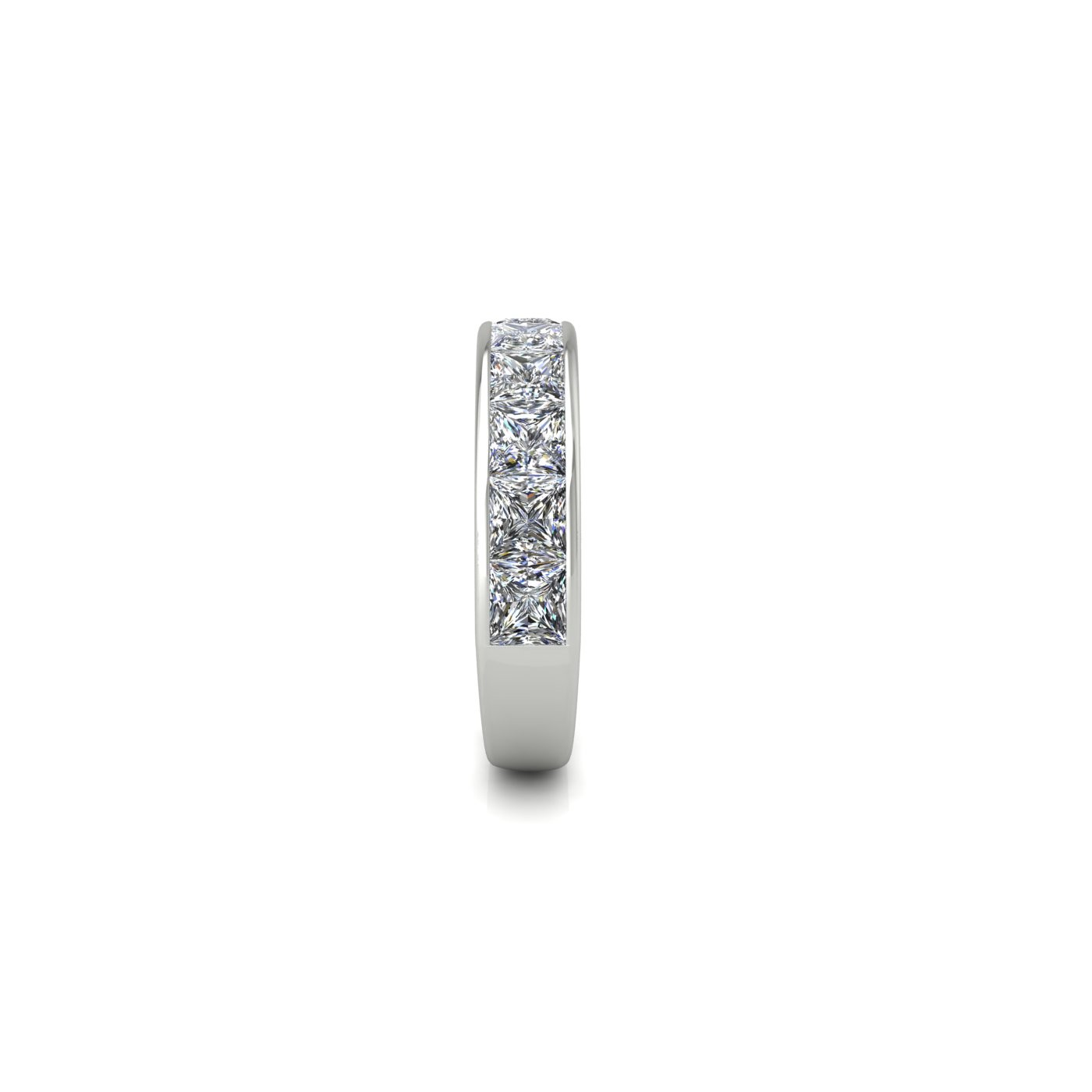 18k white gold  princess shape diamond channel set half eternity ring
