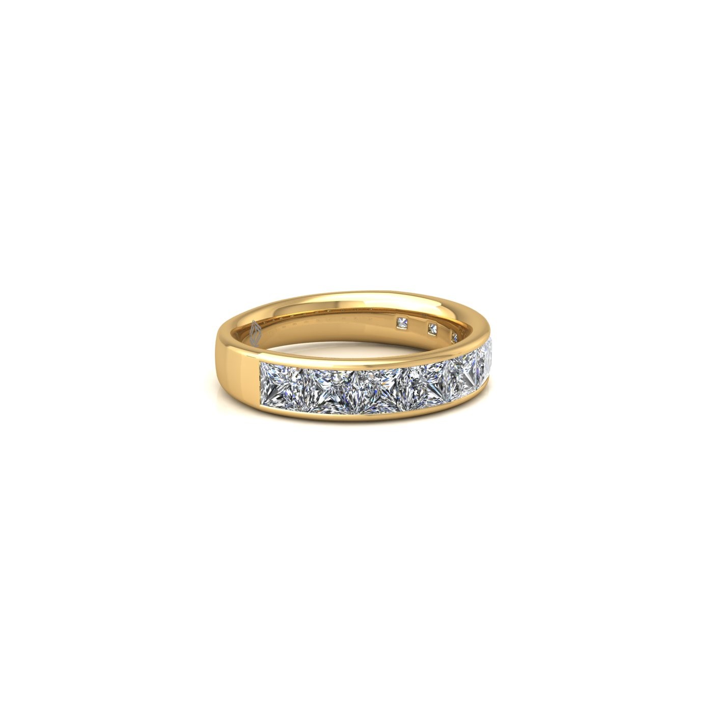 18k rose gold  princess shape diamond channel set half eternity ring Photos & images