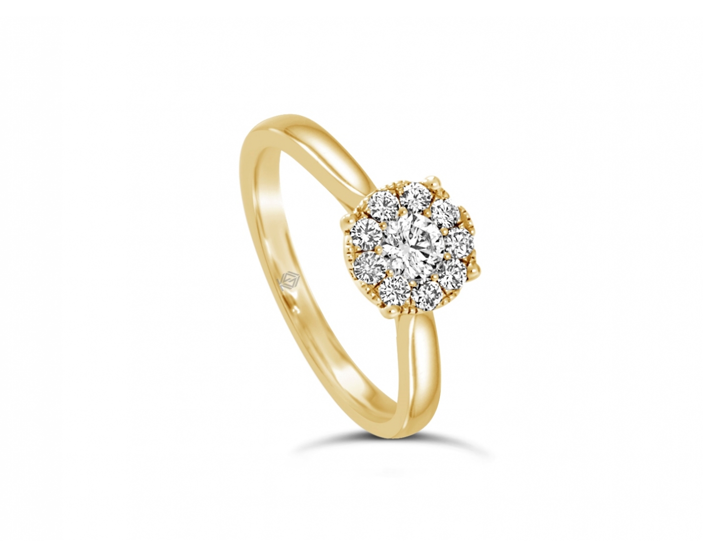18k yellow gold cathedral illusion set engagement ring