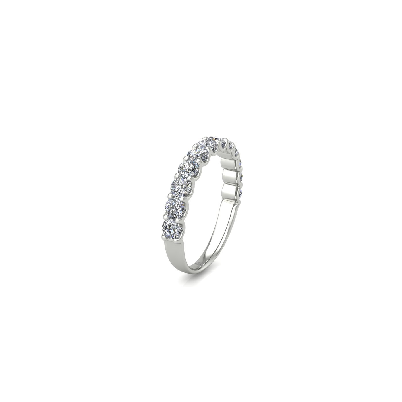 18k white gold  round shape diamond half eternity ring in u-prong setting Photos & images