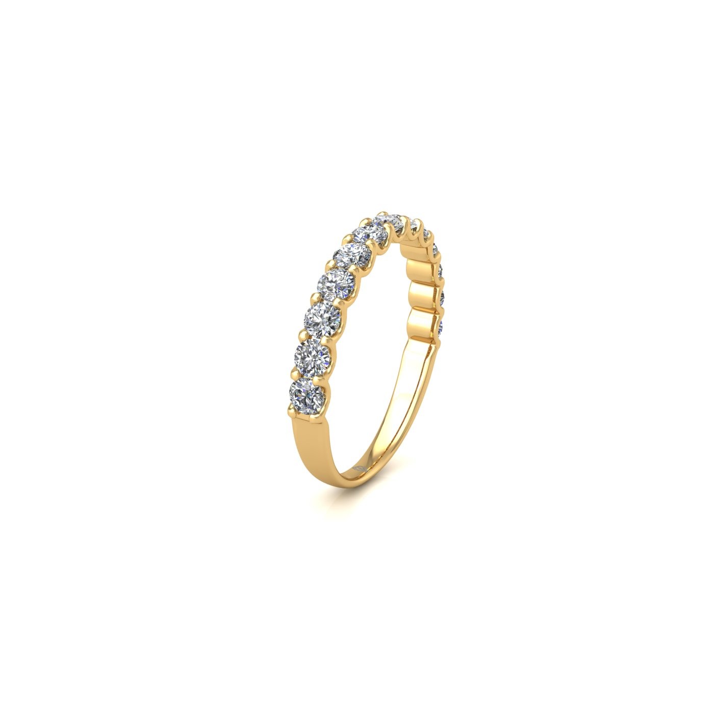 18k yellow gold  round shape diamond half eternity ring in u-prong setting