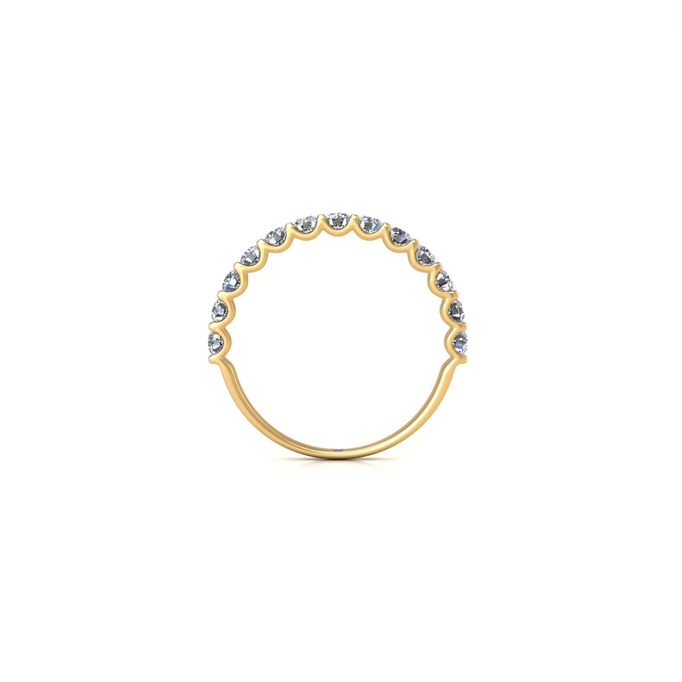 18k yellow gold  round shape diamond half eternity ring in u-prong setting Photos & images