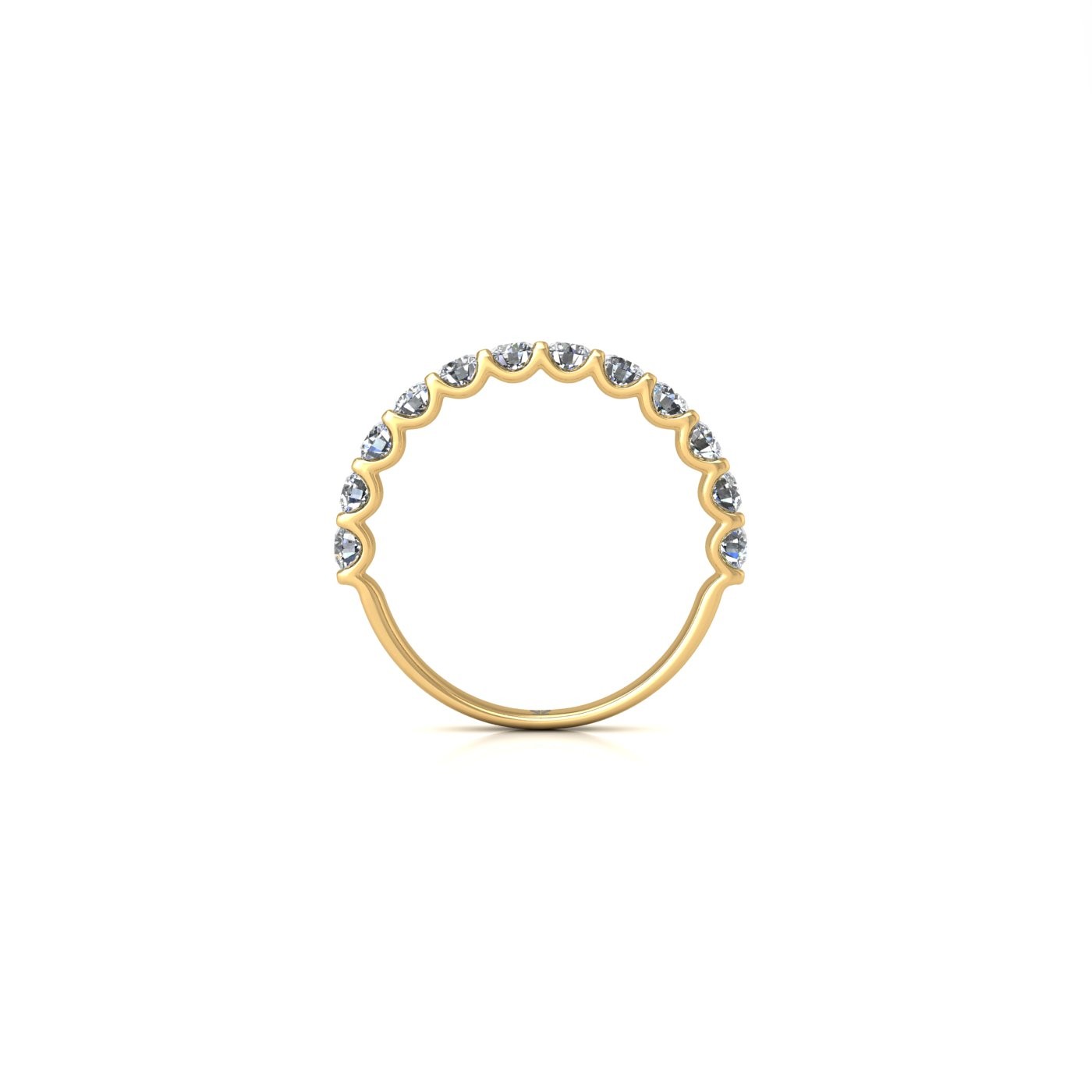 18k yellow gold  round shape diamond half eternity ring in u-prong setting