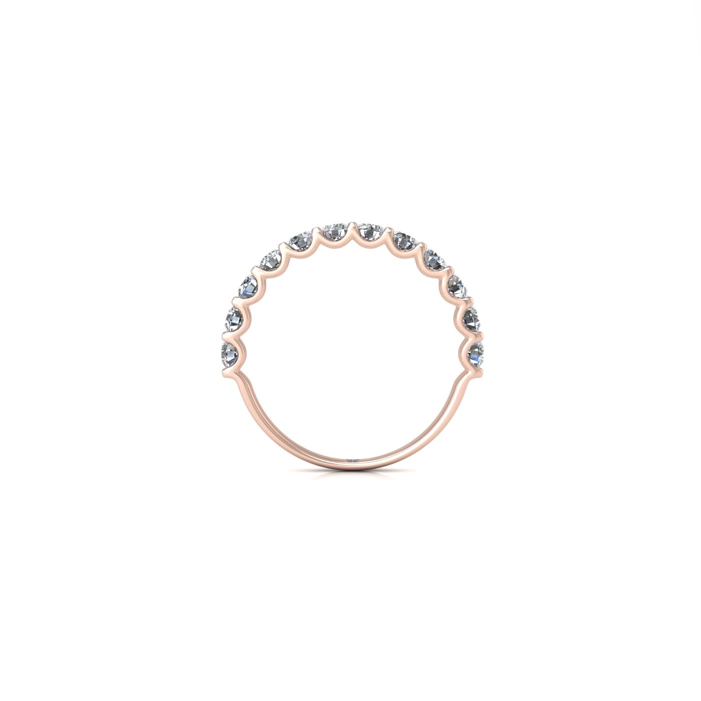18k rose gold  round shape diamond half eternity ring in u-prong setting