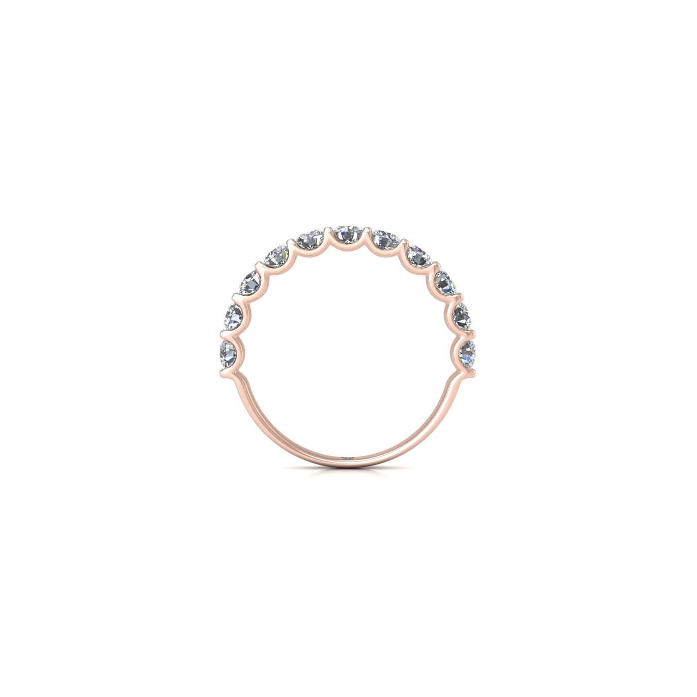 18k rose gold  round shape diamond half eternity ring in u-prong setting
