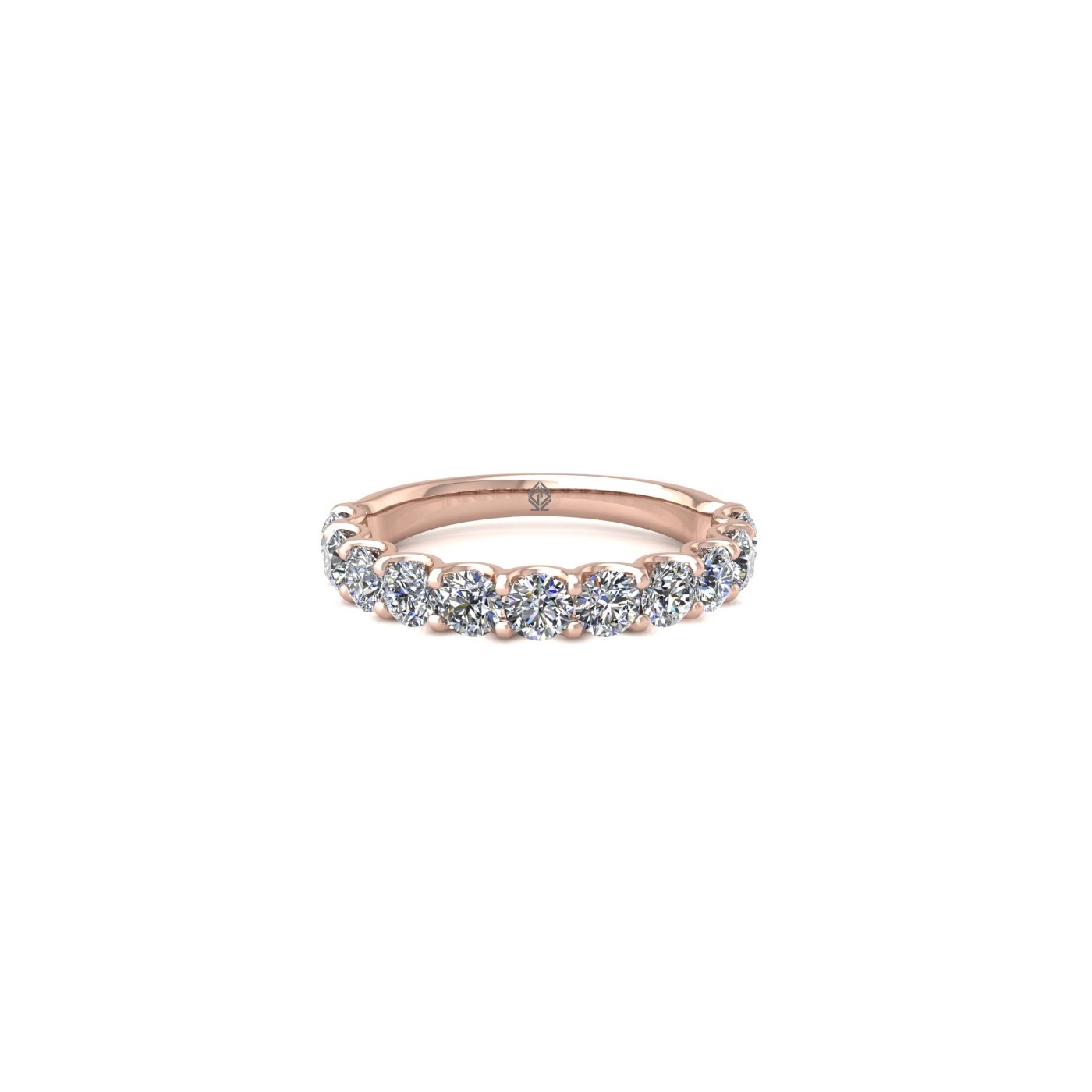 18k rose gold  round shape diamond half eternity ring in u-prong setting Photos & images