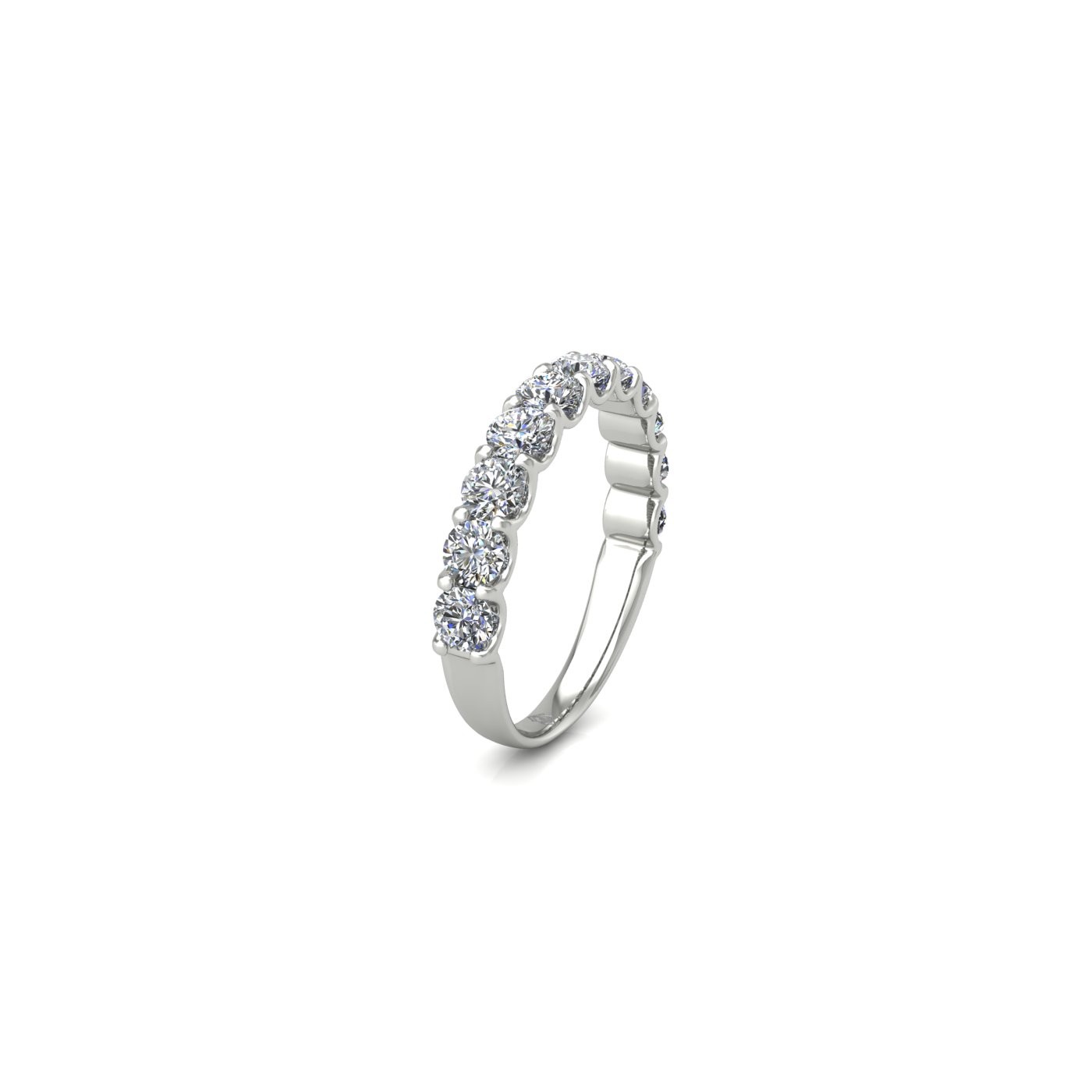 18k white gold  round shape diamond half eternity ring in u-prong setting